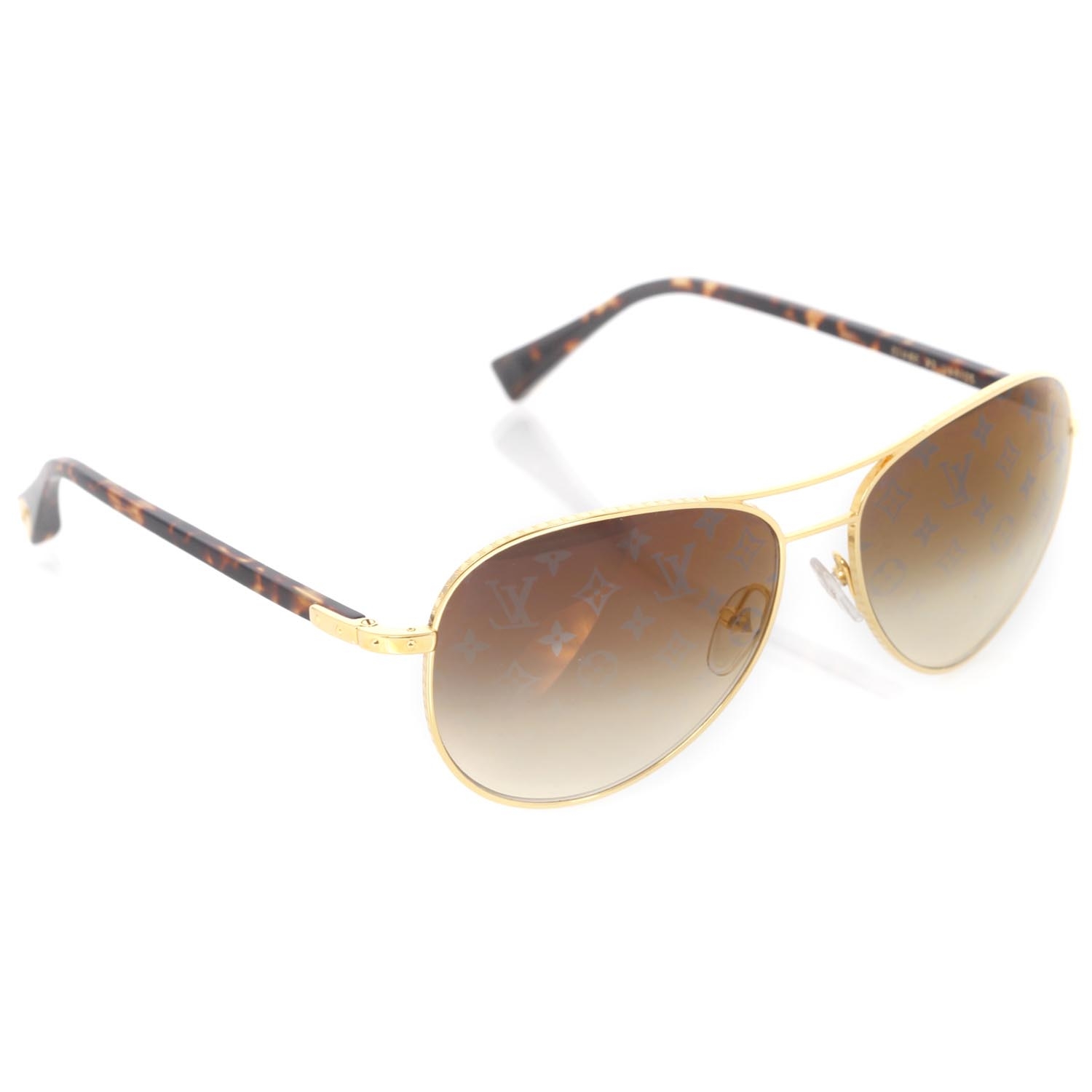 LOUIS VUITTON Conspiration Pilote Aviator Sunglasses Gold 26749