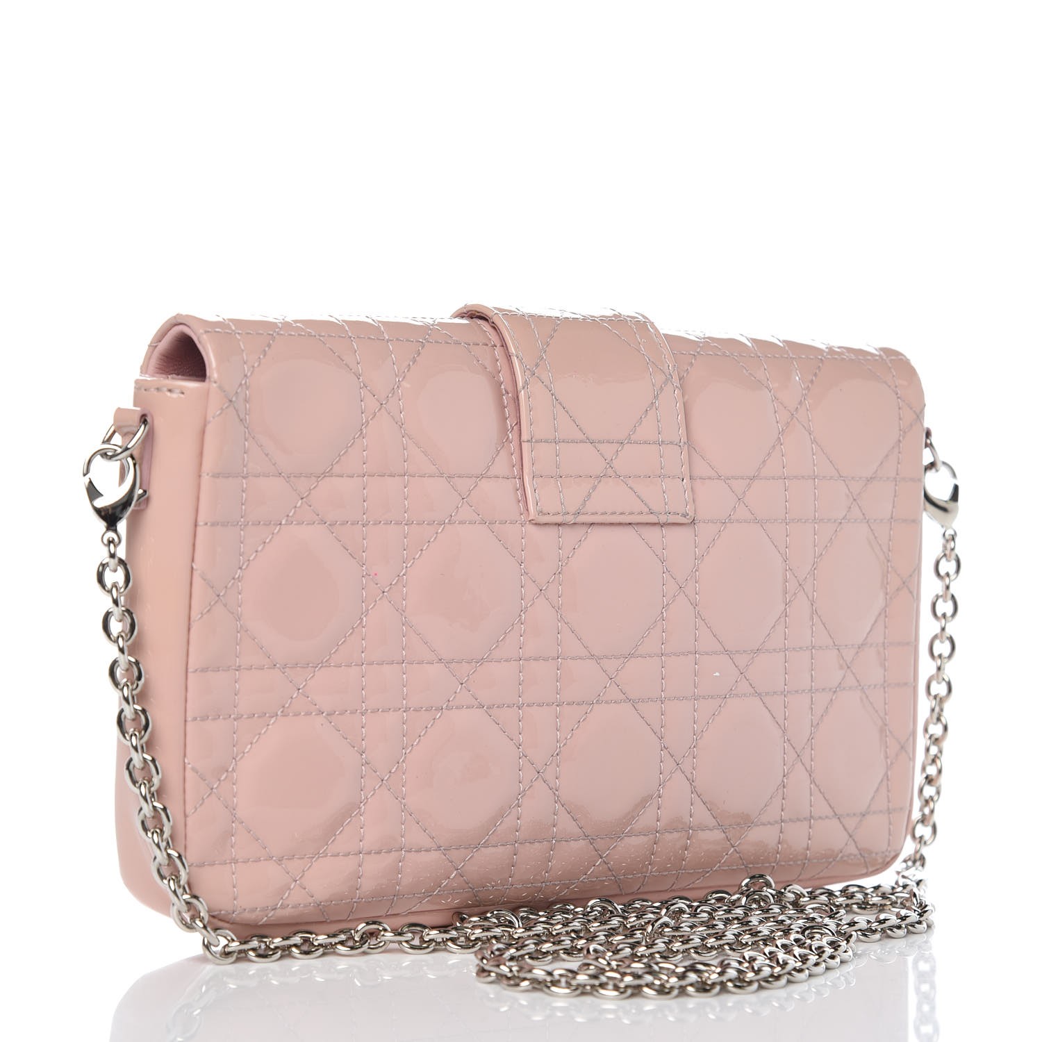 CHRISTIAN DIOR Patent Cannage New Lock Pouch Light Pink 337603