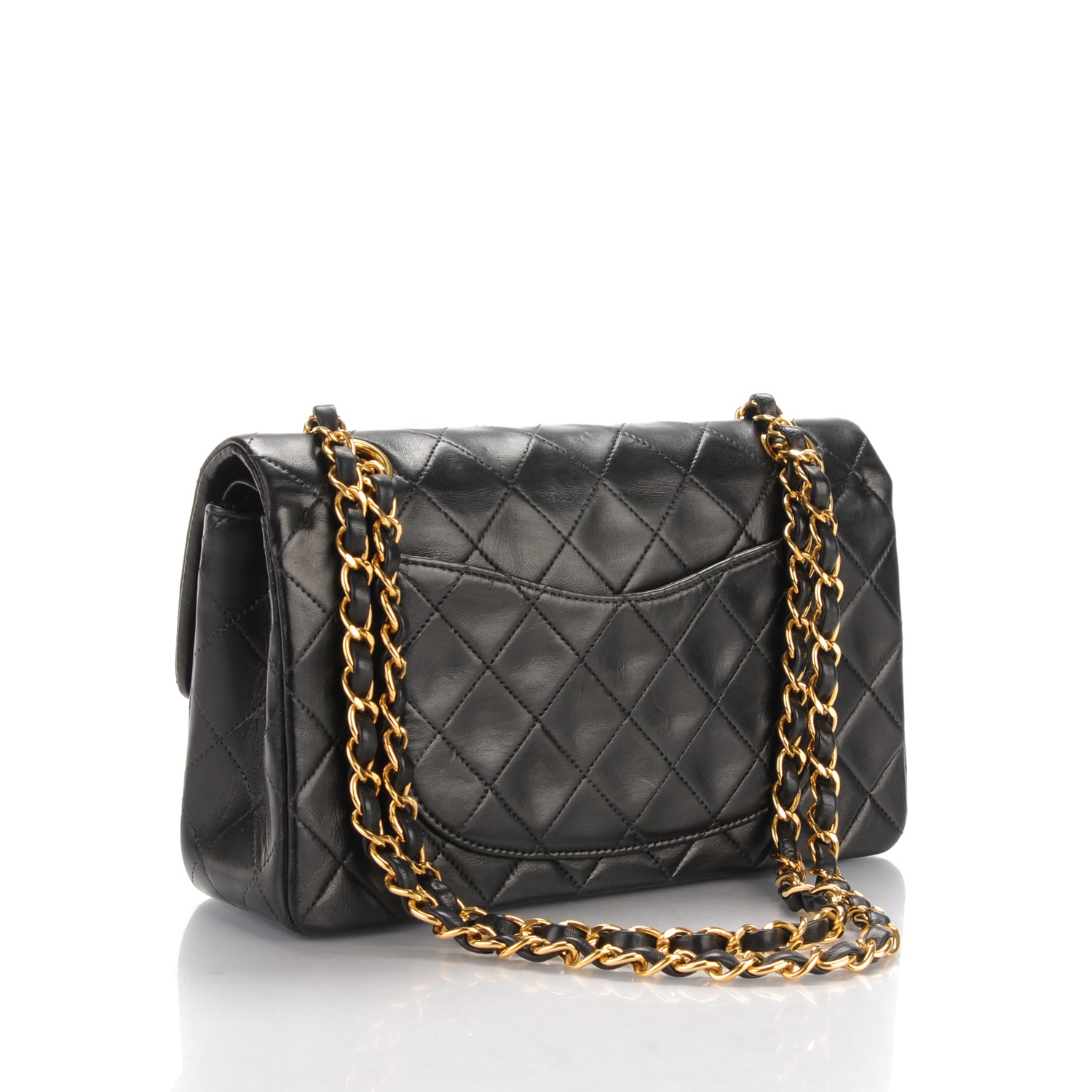 CHANEL Lambskin Quilted Small Double Flap Black 164060