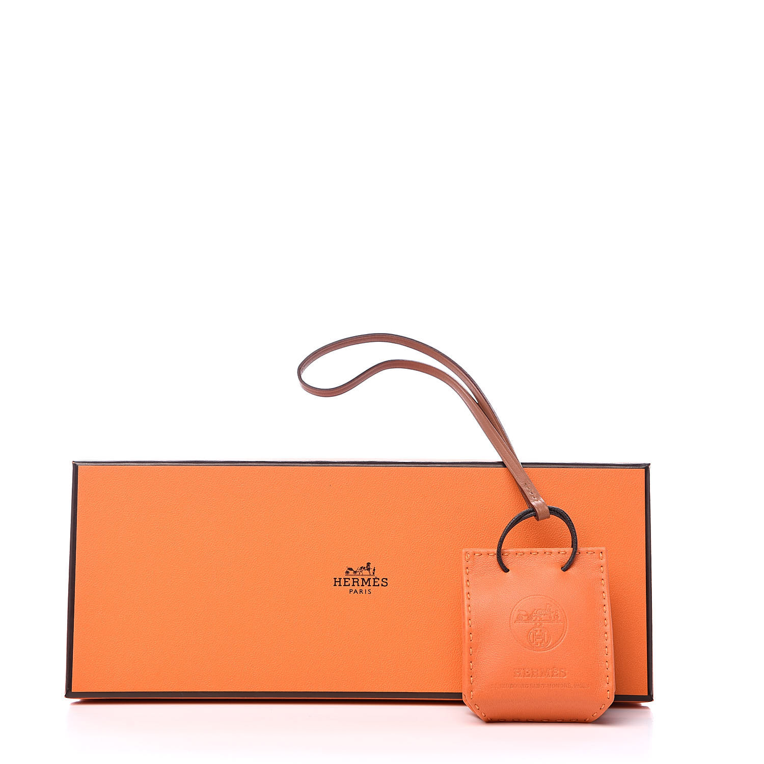 HERMES Milo Lambskin Swift Shopping Bag Charm Feu Gold 526976