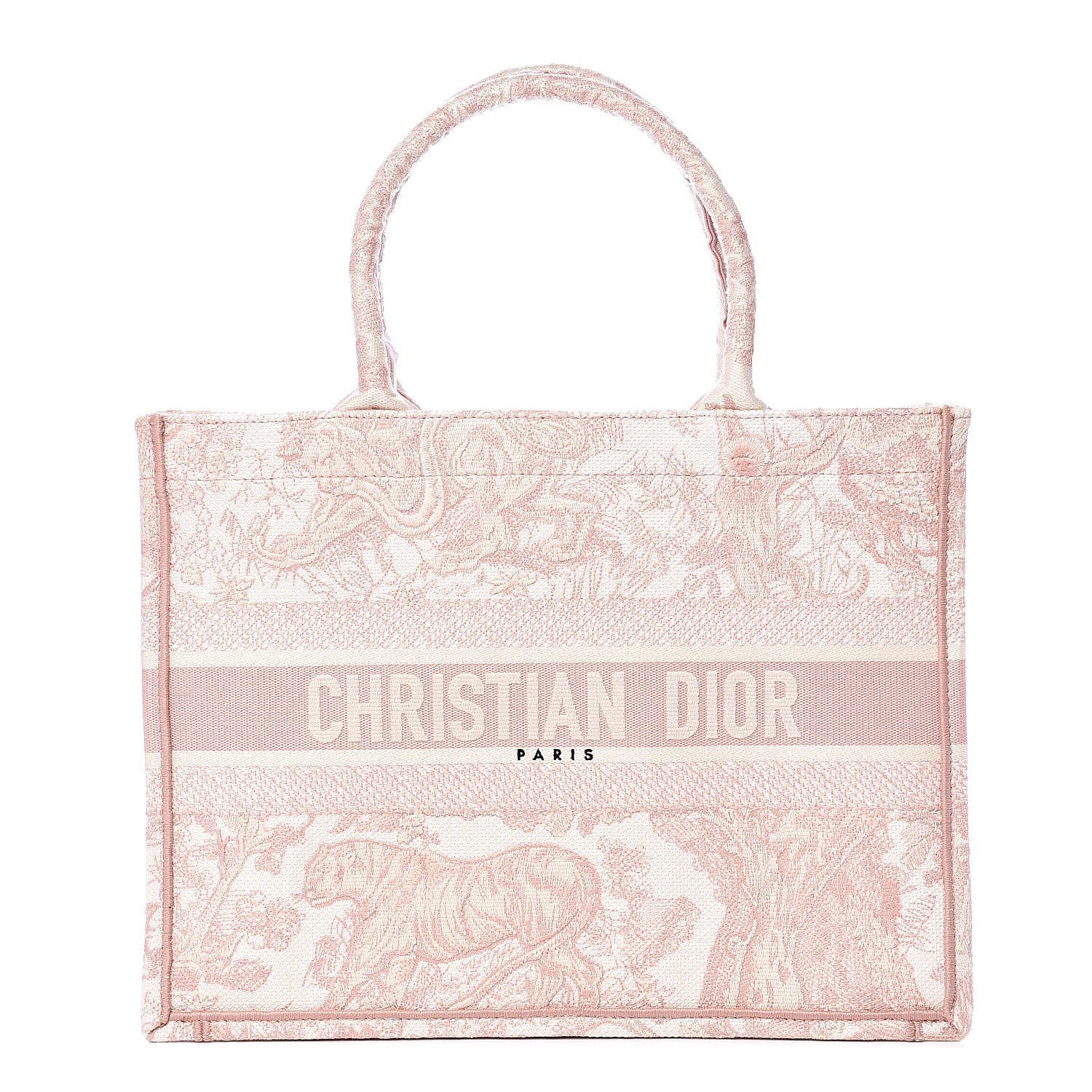 CHRISTIAN DIOR Embroidered Toile De Jouy Small Canvas Book Tote Rose 526172