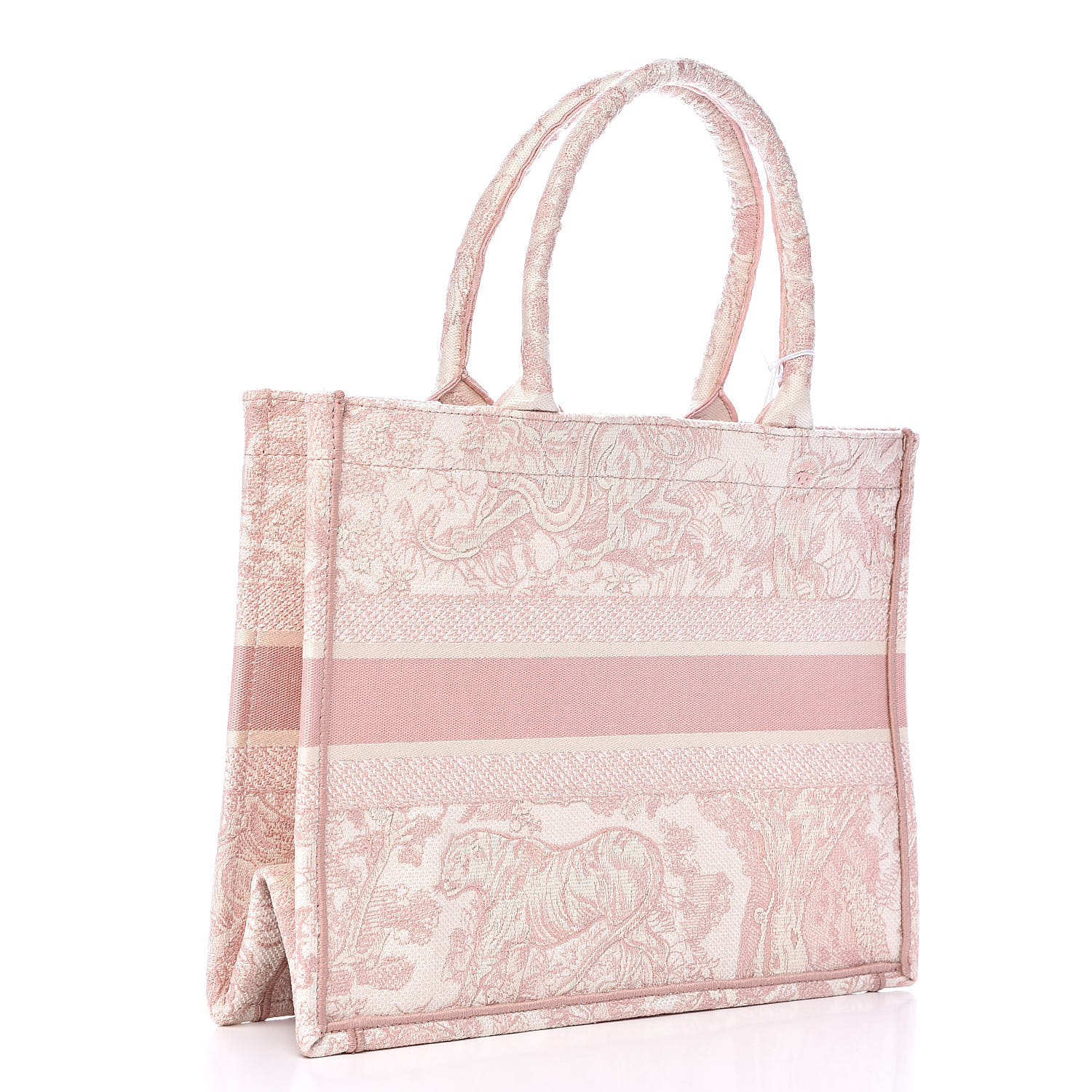CHRISTIAN DIOR Embroidered Toile De Jouy Small Canvas Book Tote Rose 526172