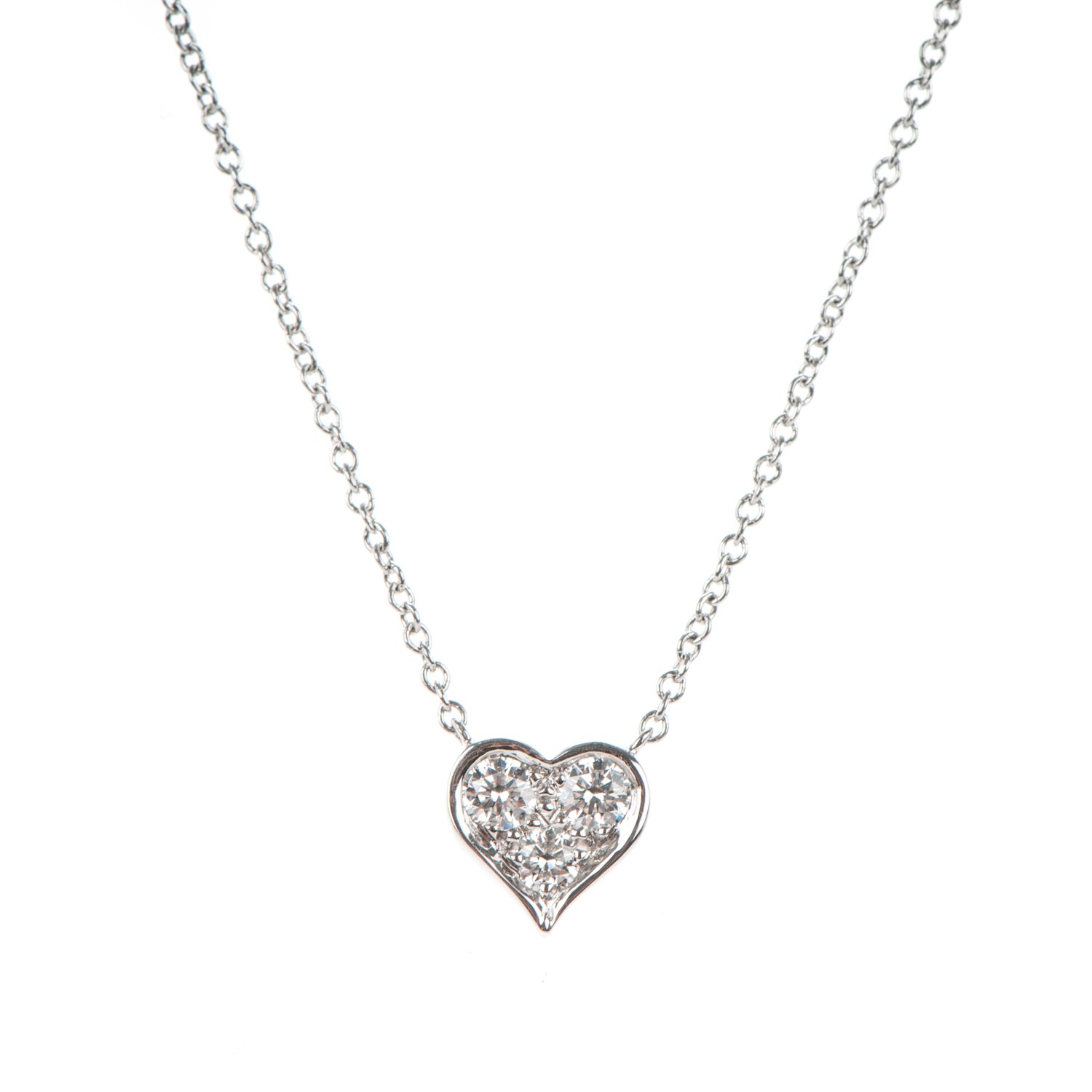 TIFFANY Platinum Diamond Heart Pendant Necklace 173622 | FASHIONPHILE