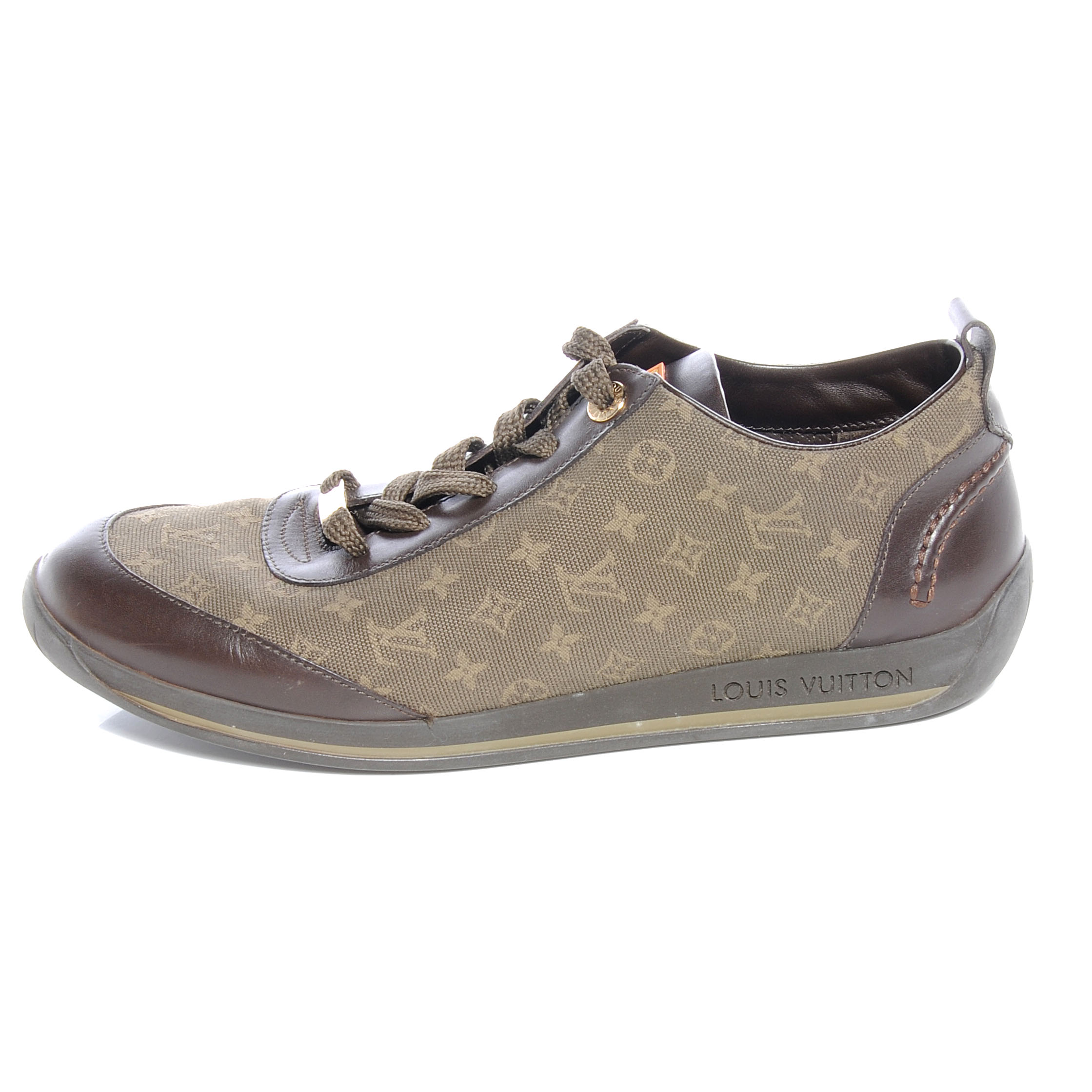 LOUIS VUITTON Mini Lin Monogram Sneakers Tennis Shoes 39 Khaki 56762