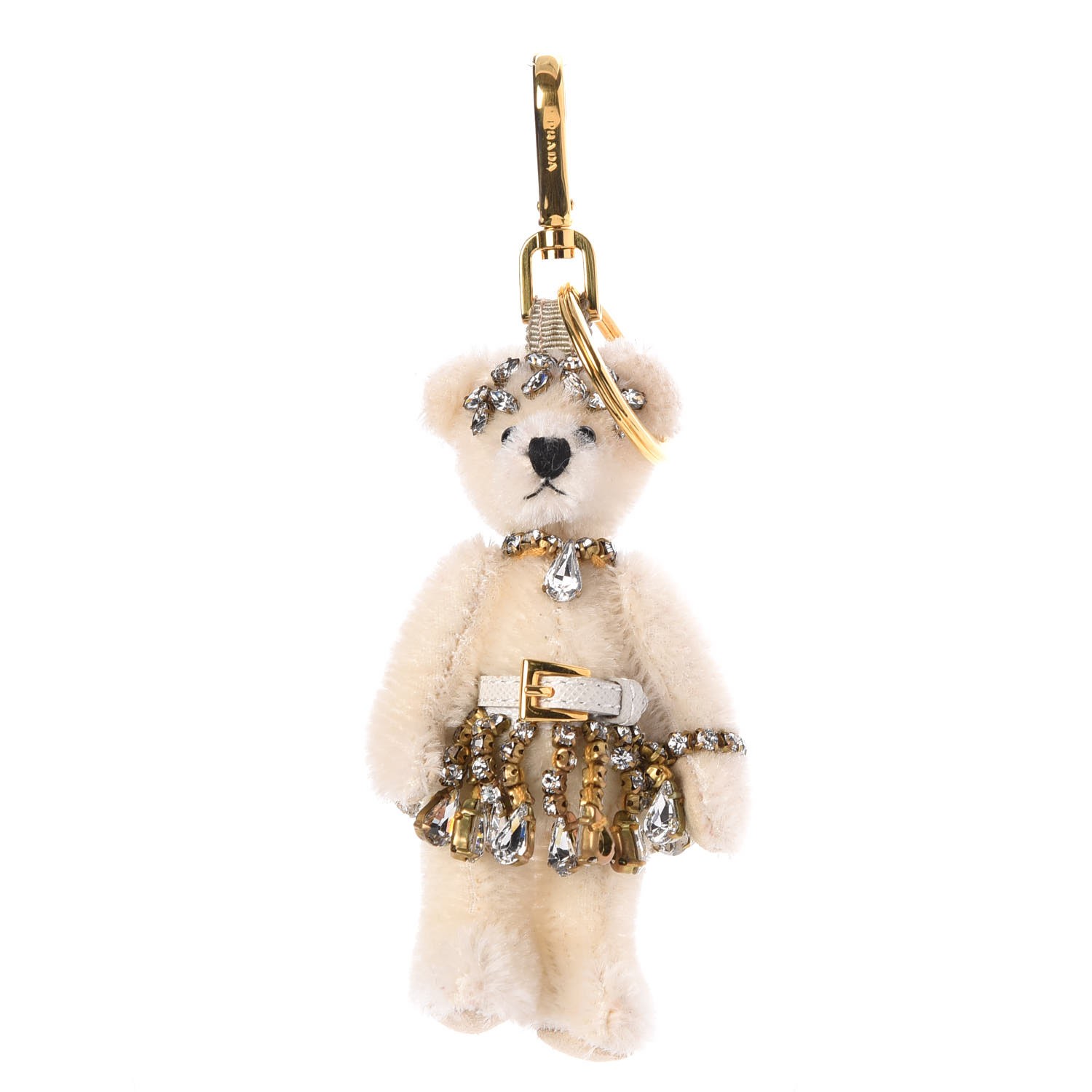 PRADA Crystal Trick Teddy Bear Keychain Charm 266843