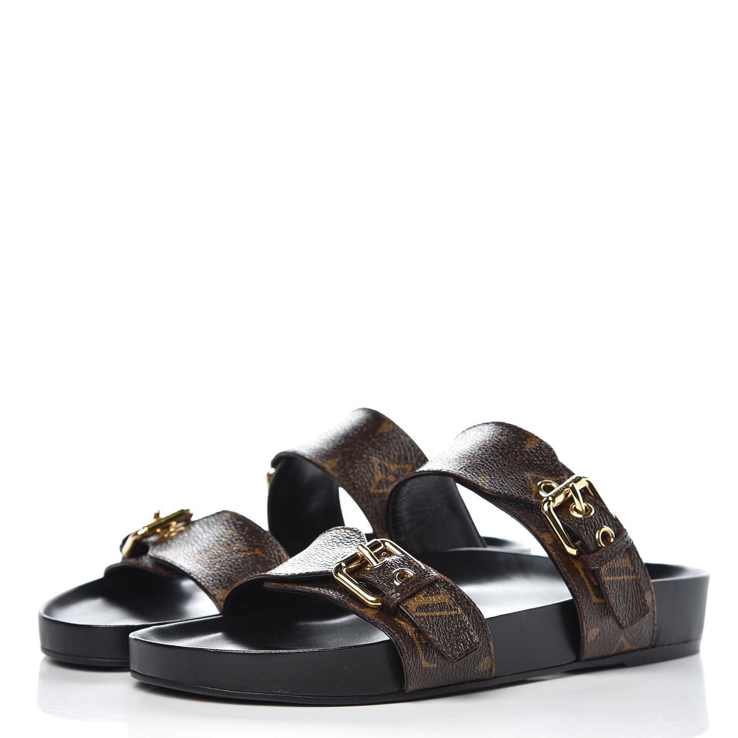 Louis Vuitton Monogram Bom Dia Mule Sandals 38.5 Black