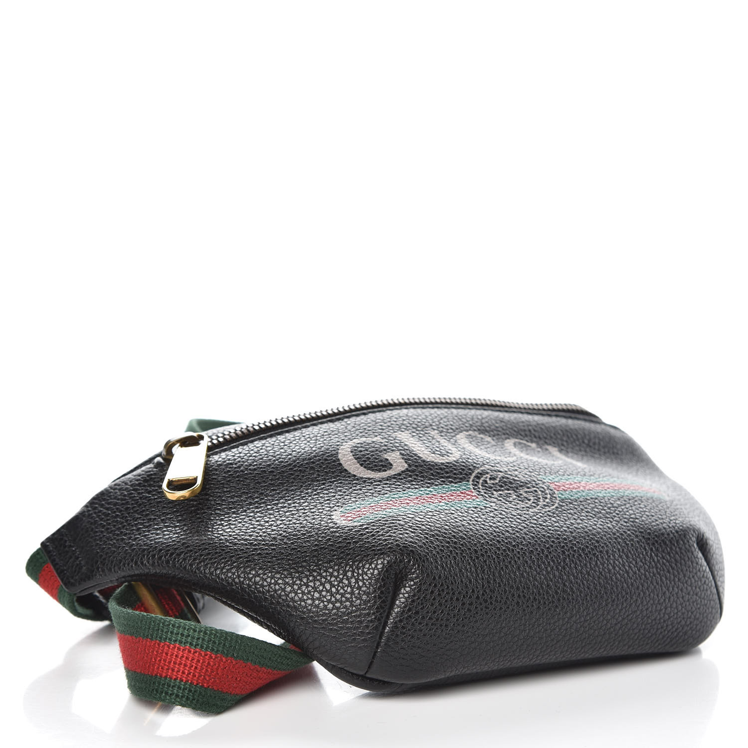 GUCCI Grained Calfskin Small Gucci Print Belt Bag Black 361361
