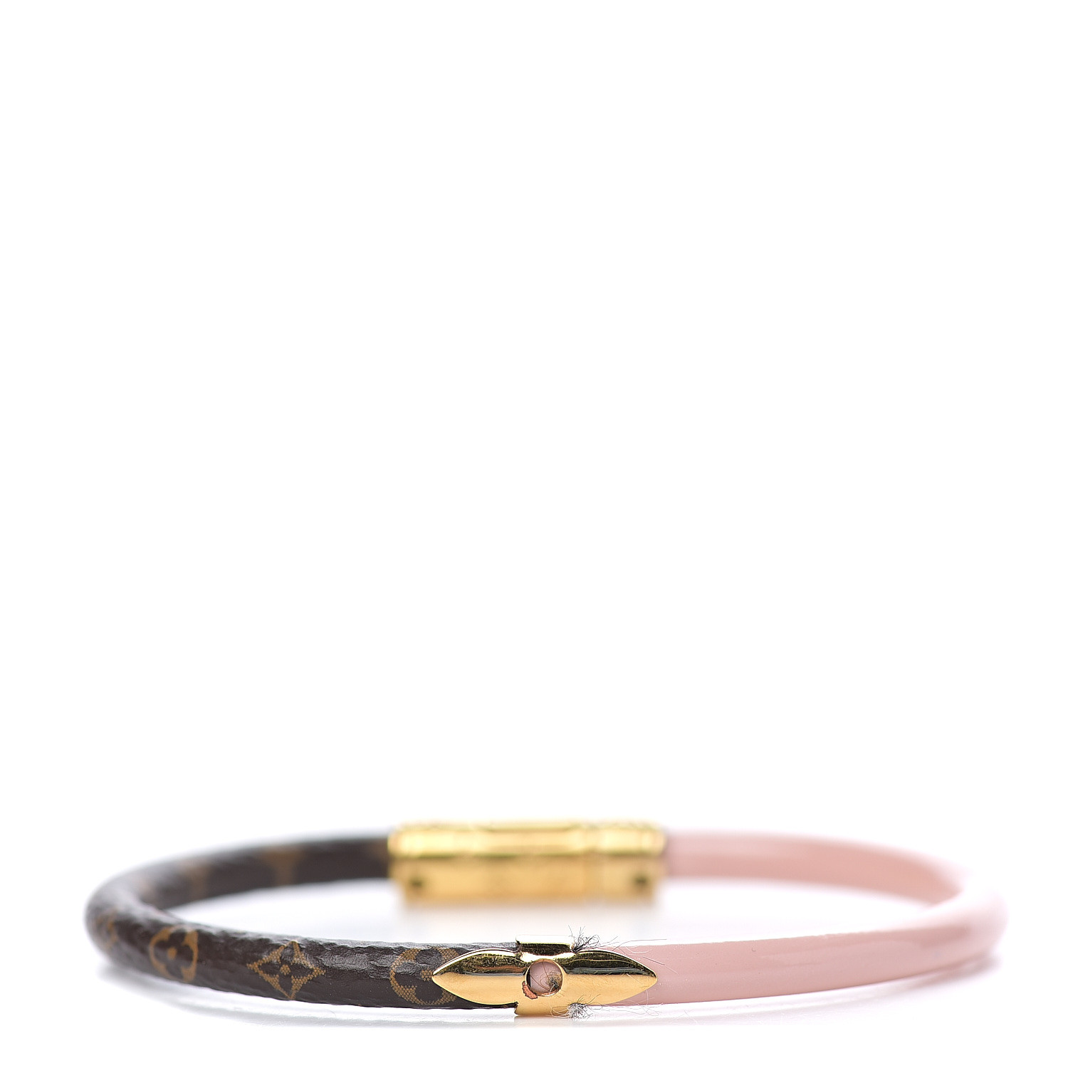 Louis Vuitton LV Clic It Bracelet Rose Leather & Metal. Size 19