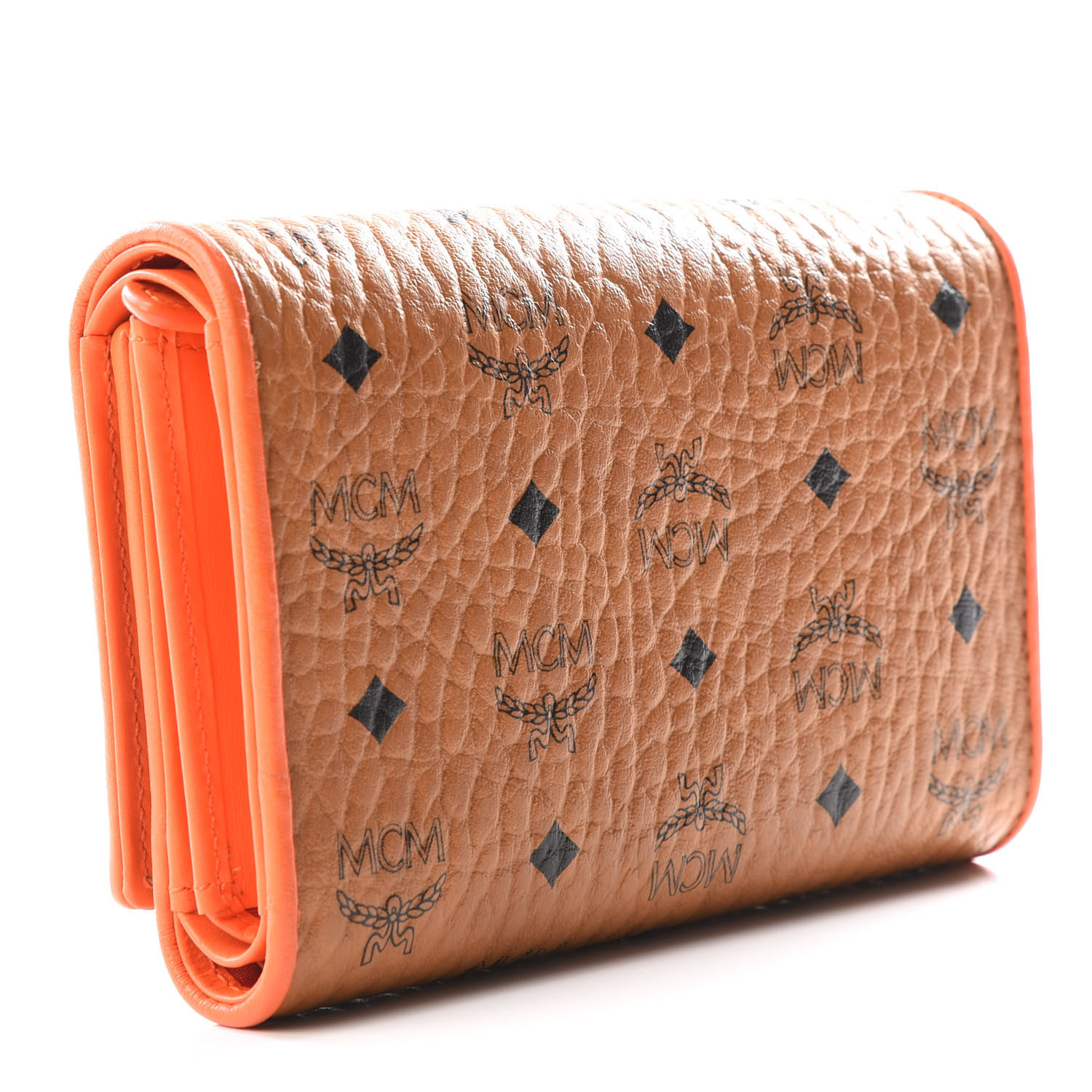 MCM Visetos Tri-Fold Wallet Cognac Orange 553455