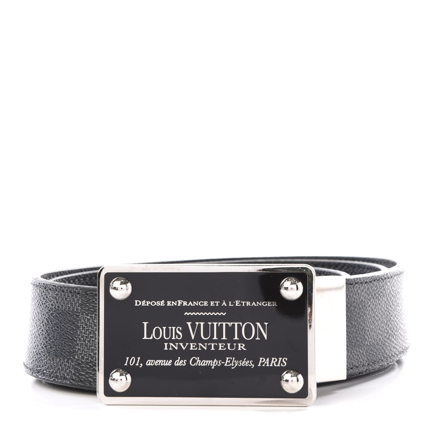 LOUIS VUITTON Damier Graphite 85mm LV Inventeur Reversible Belt 85 34 558692