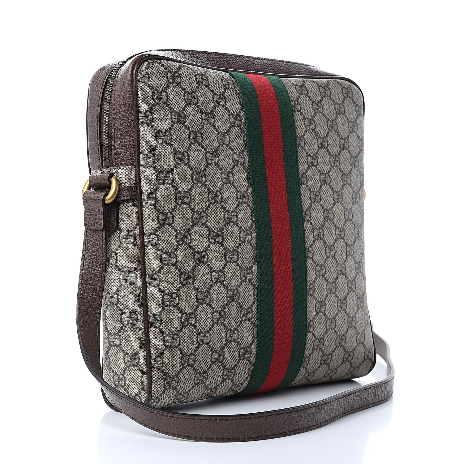 GUCCI GG Supreme Monogram Web Medium Ophidia Messenger Bag Brown 500365