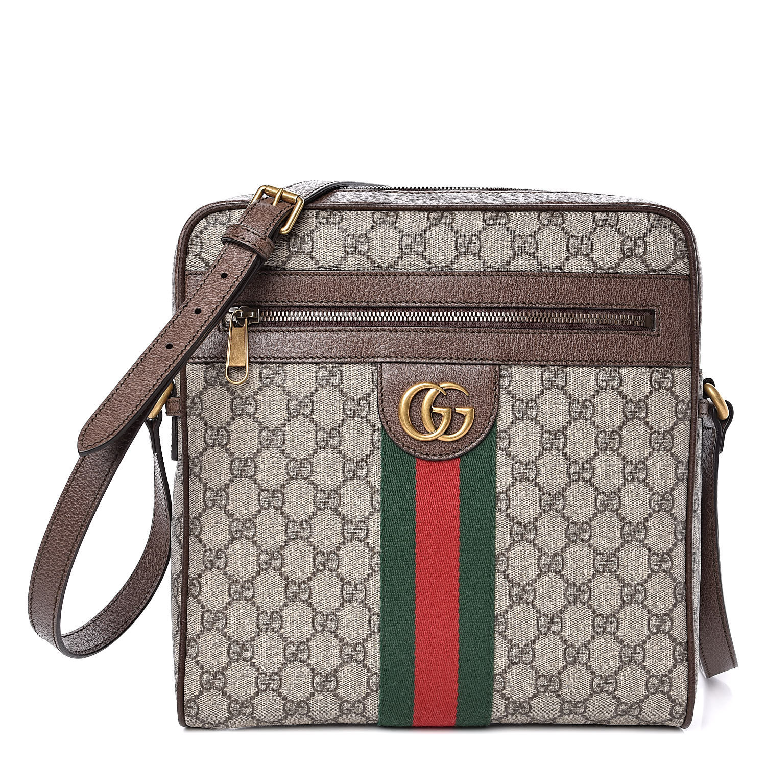 GUCCI GG Supreme Monogram Web Medium Ophidia Messenger Bag Brown 501837