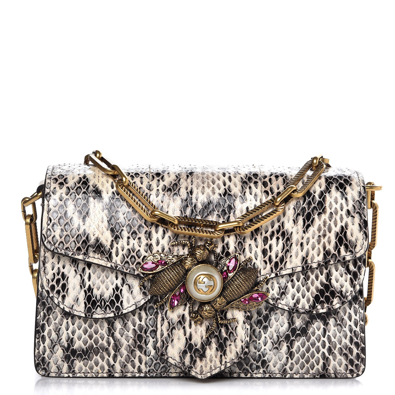 GUCCI Python Mini Broadway Bee Bag Roccia Fuxia 283538