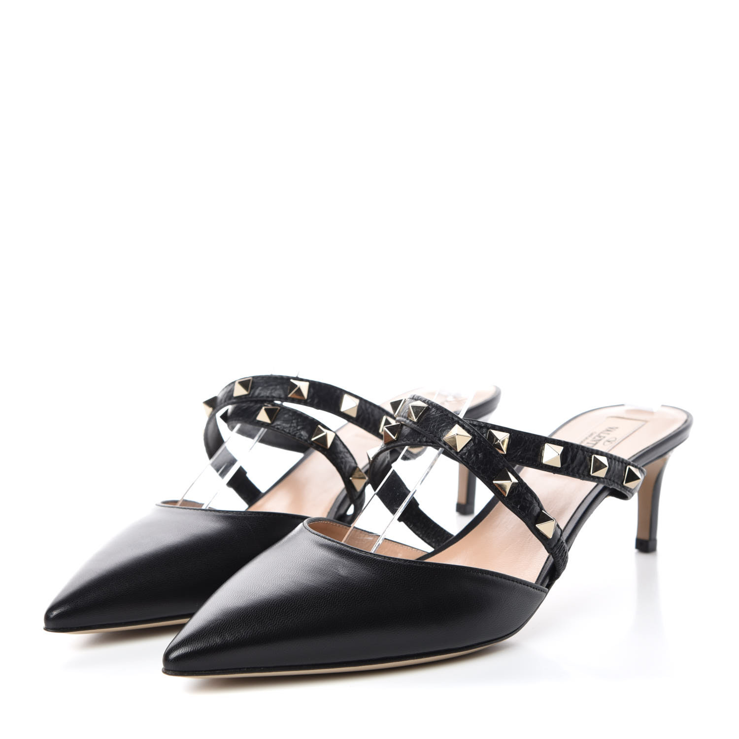 VALENTINO Nappa Rockstud Mule Pumps 39.5 Black 373503