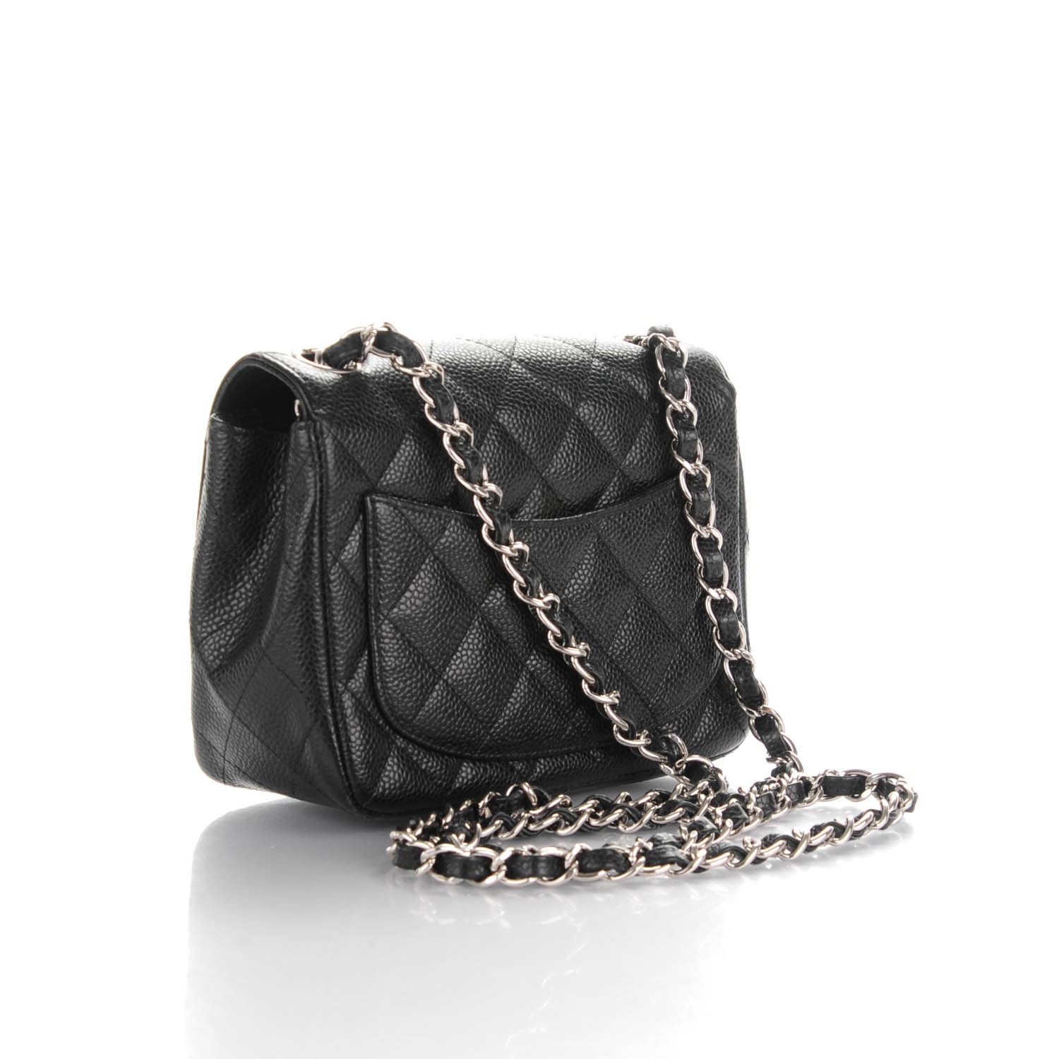 chanel square mini black caviar