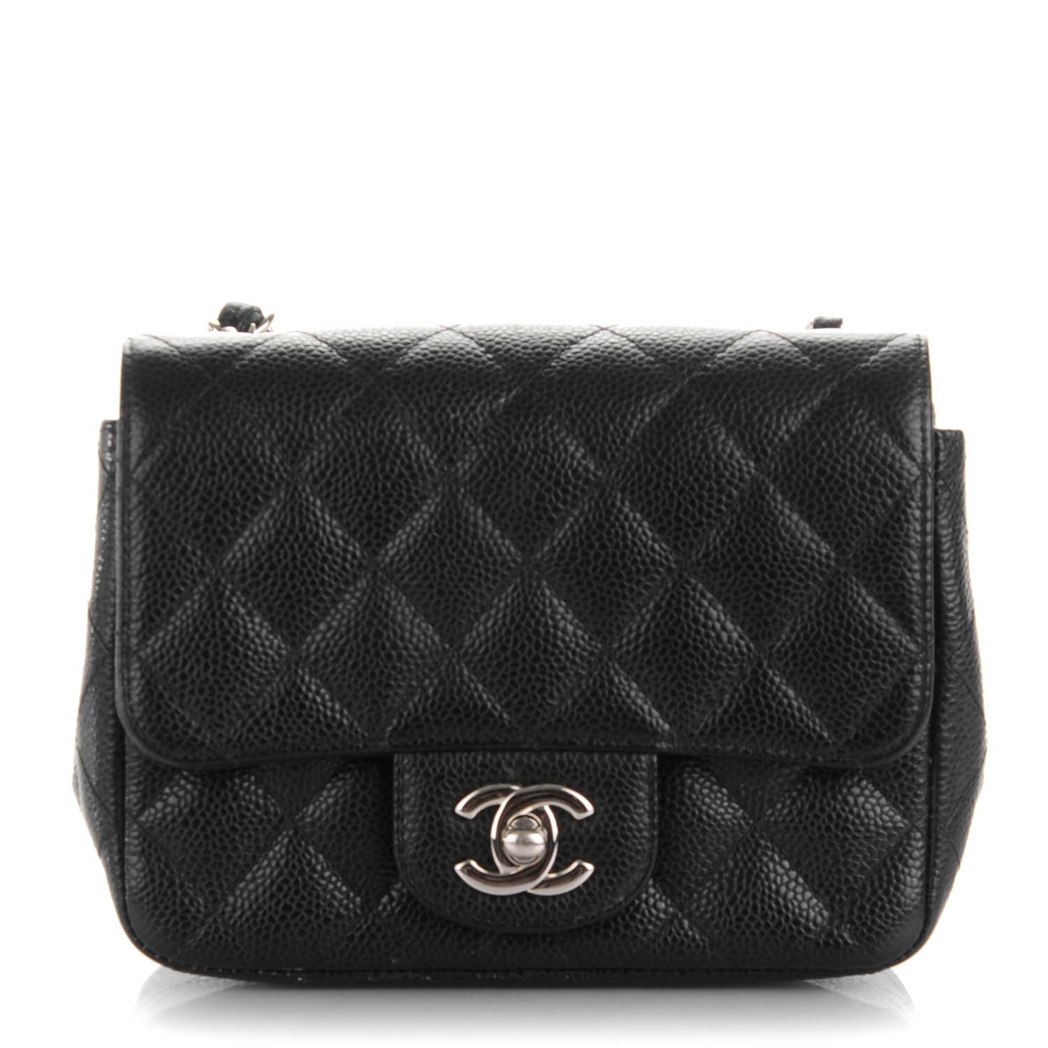 chanel square mini black caviar