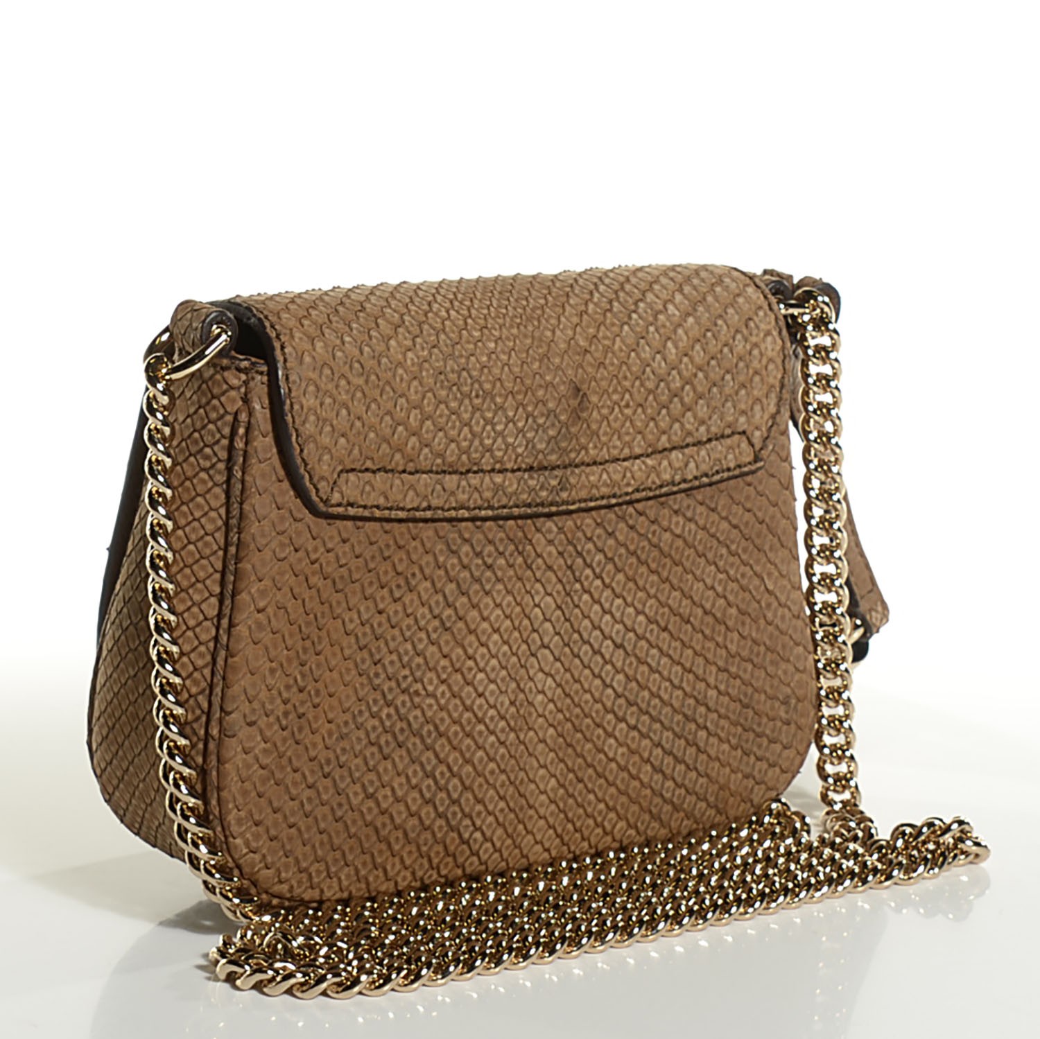 GUCCI Python Small Soho Chain Shoulder Bag Beige 105279