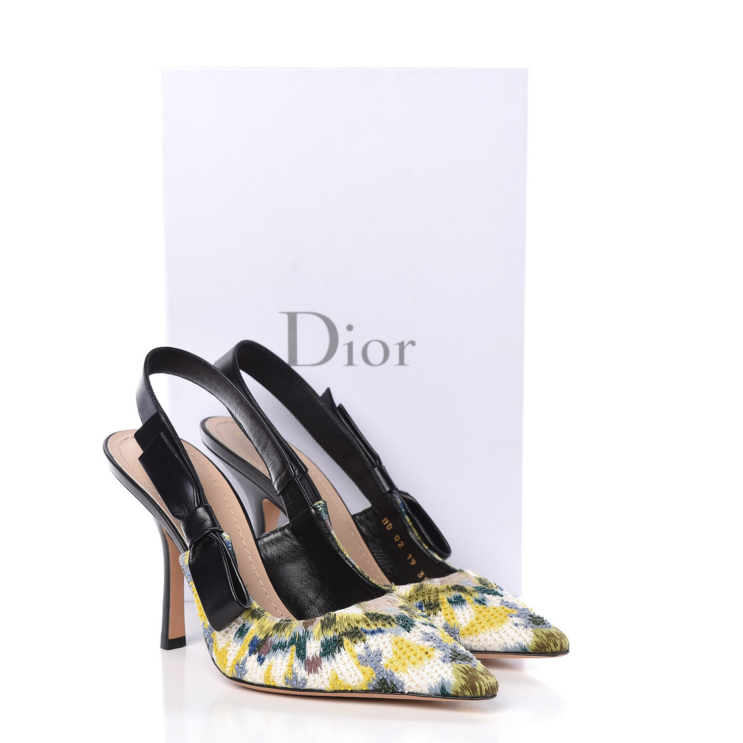 CHRISTIAN DIOR Embroidered Calfskin Beaded Sweet D Sling-Back Pumps 39. ...