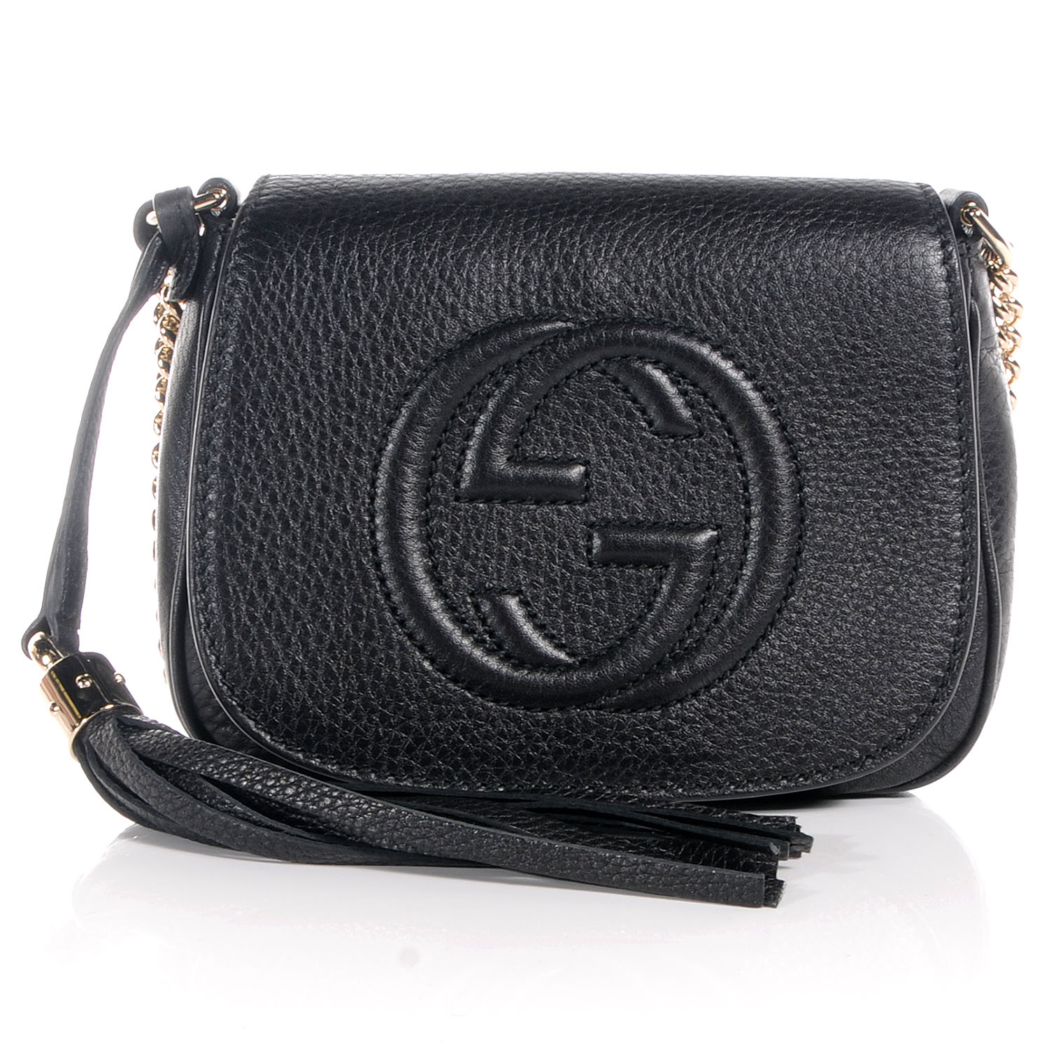 GUCCI Leather Small Soho Chain Shoulder Bag Black 56066