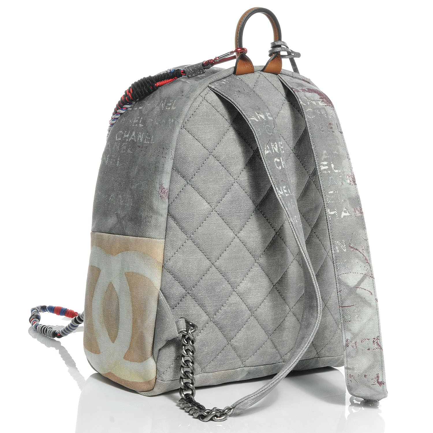 CHANEL Graffiti Printed Canvas Medium Backpack Grey 56060