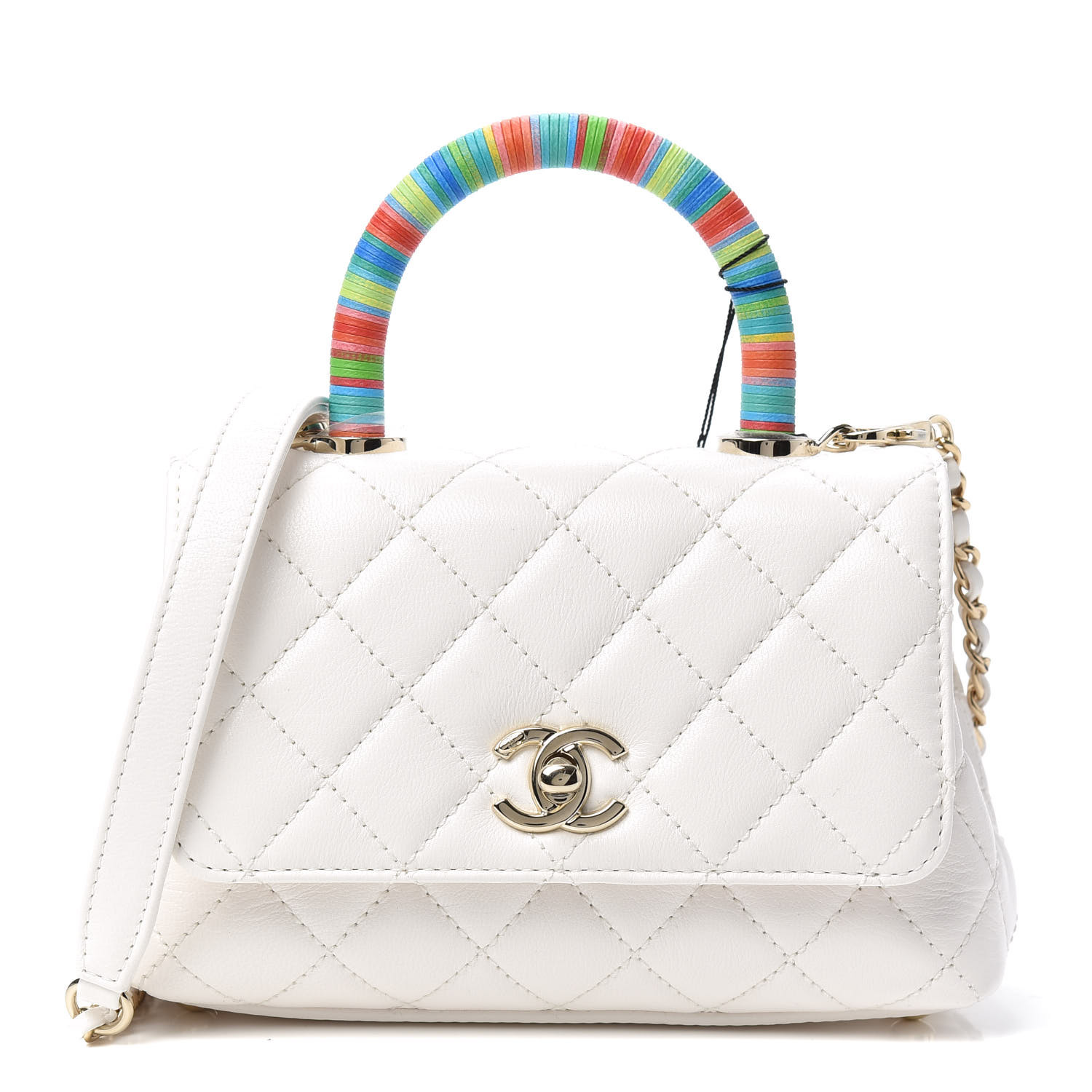 Chanel Goatskin Quilted Extra Mini Rainbow Coco Handle Flap White Fashionphile Chanel Goatskin Quilted Extra Mini Rainbow Coco Handle Flap White Fashionphile