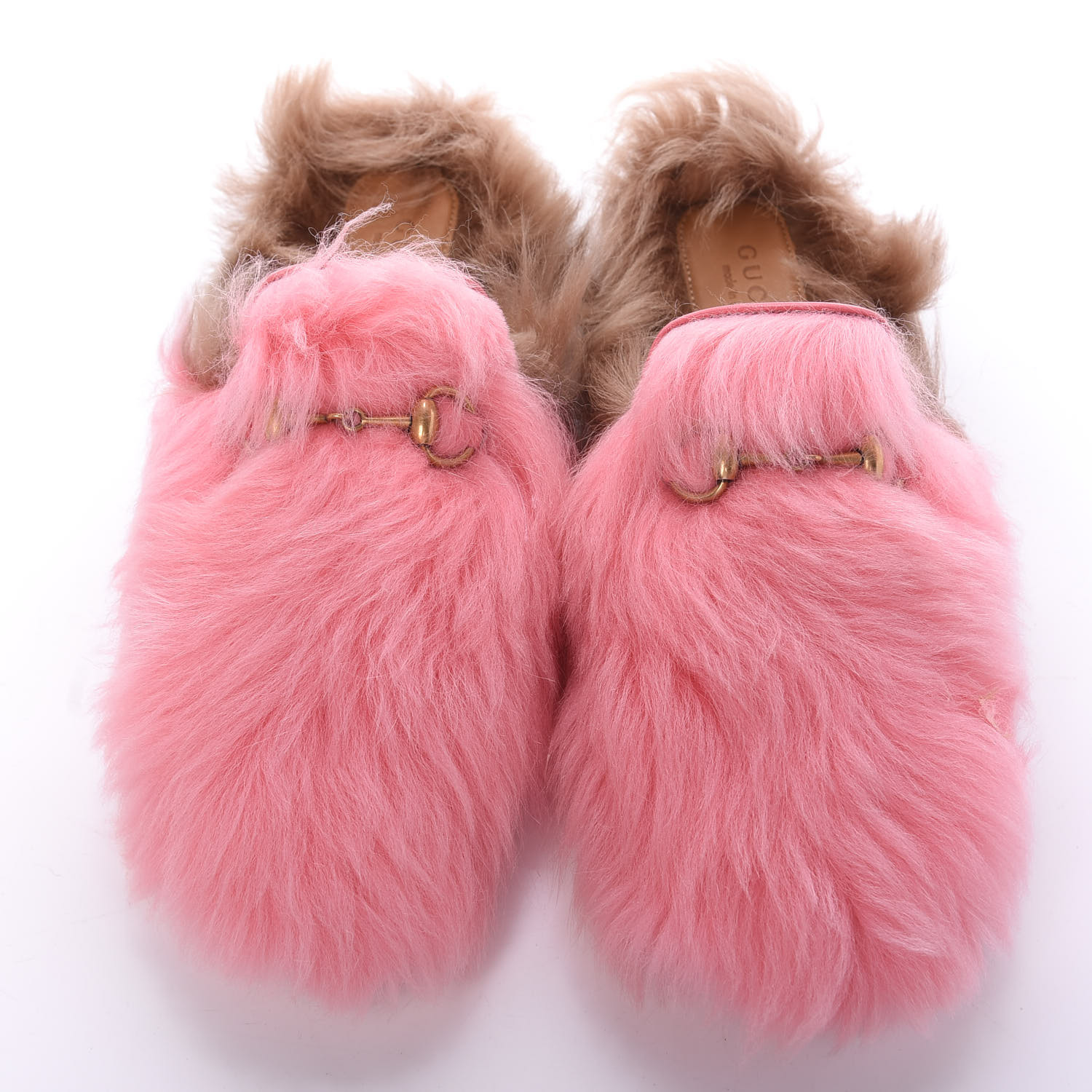 pink fluffy gucci slides