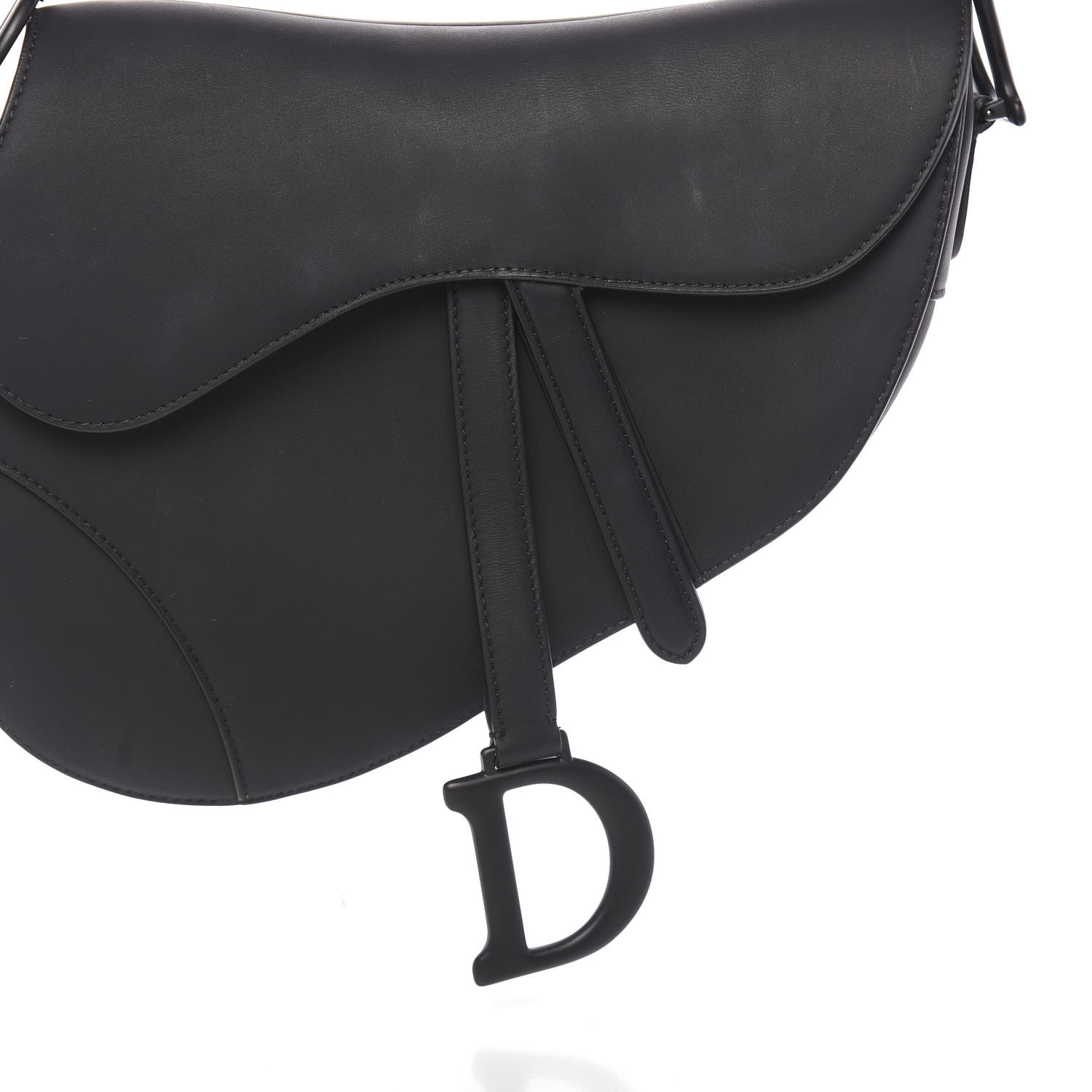 CHRISTIAN DIOR Ultra Matte Calfskin Saddle Bag Black 609446 | FASHIONPHILE