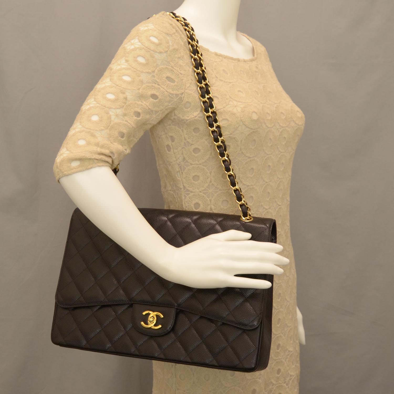 chanel single flap caviar