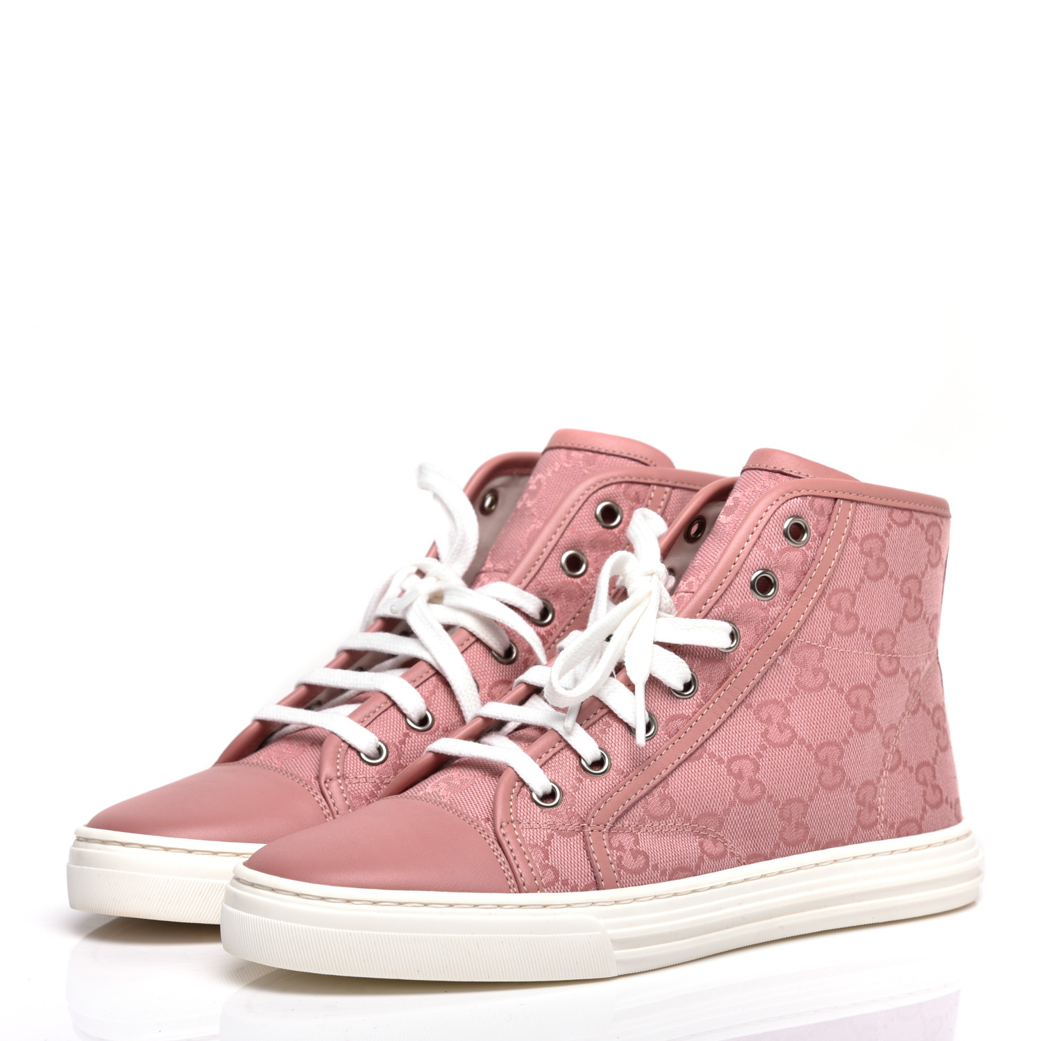 GUCCI Monogram Womens High Top Sneakers 37 Pink 719103 | FASHIONPHILE