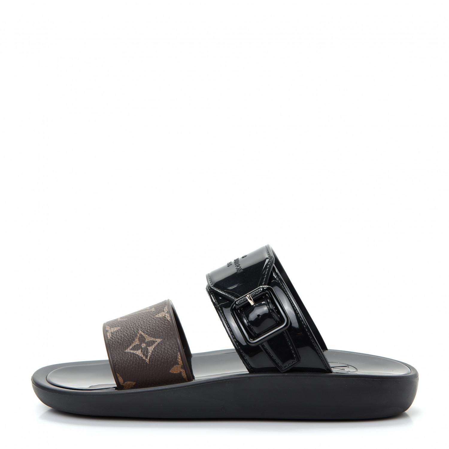 black flat mule sandals