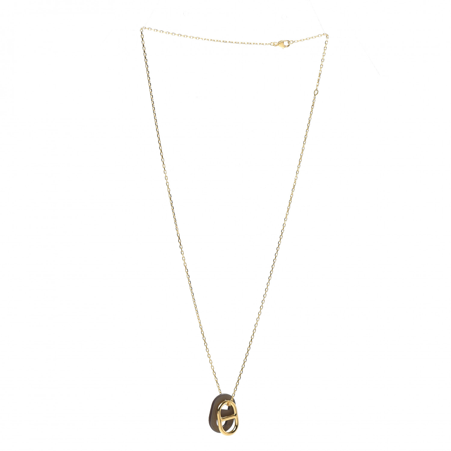 HERMES Swift O'Maillon Pendant Necklace Etoupe 694841 | FASHIONPHILE