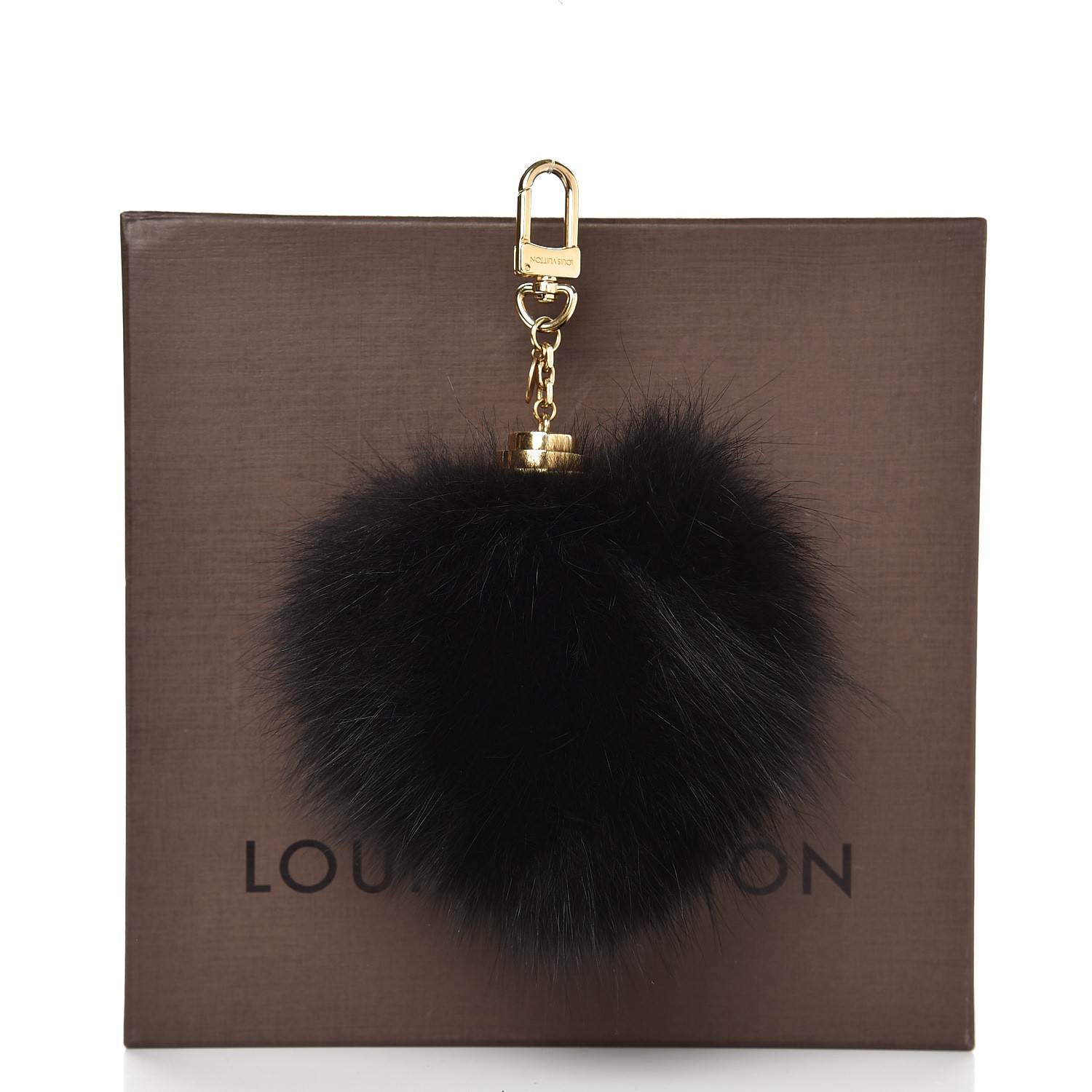 LOUIS VUITTON Fox Fur Fuzzy Bubble Bag Charm Black 252481
