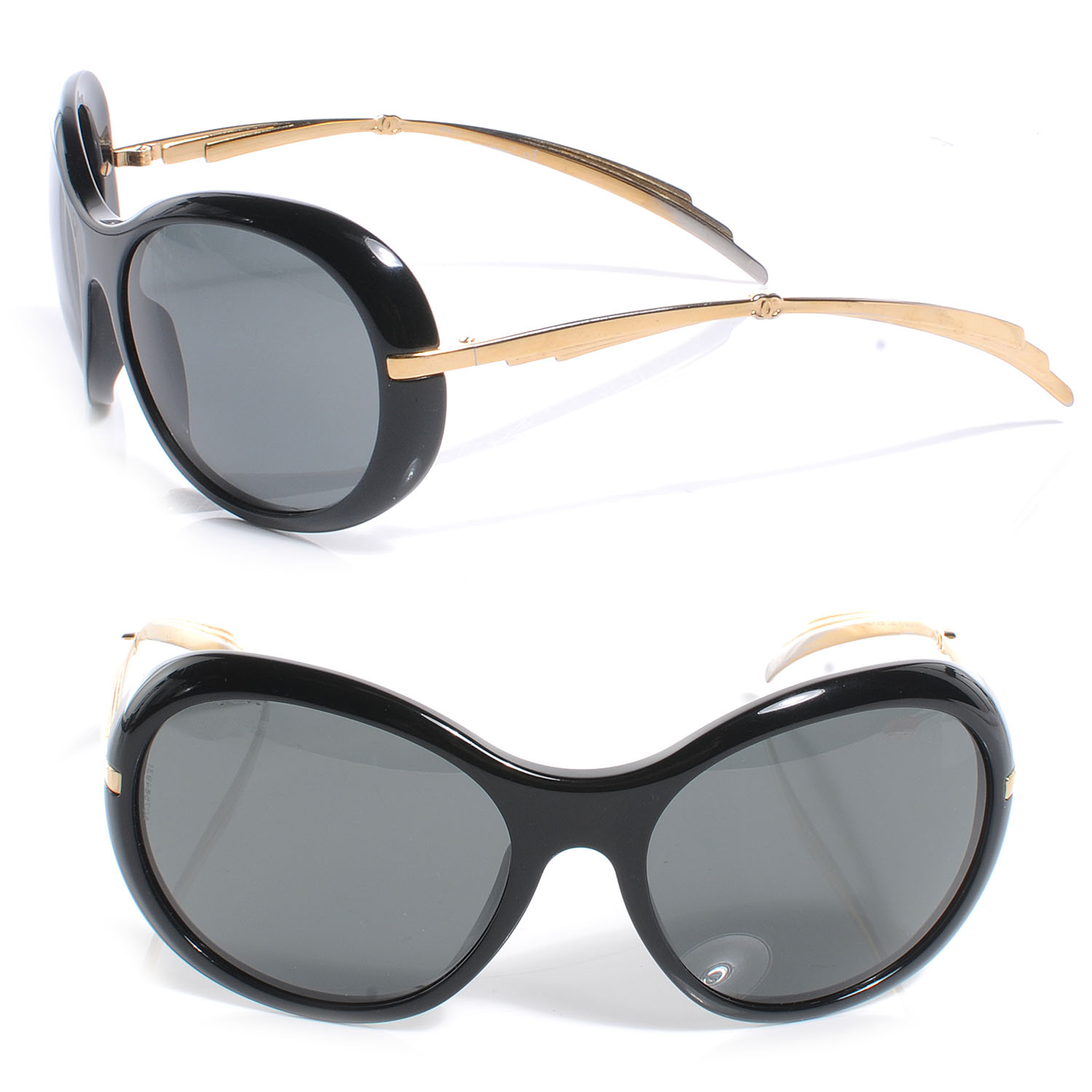 CHANEL CC Sunglasses 5152 Black Gold 57855 | FASHIONPHILE