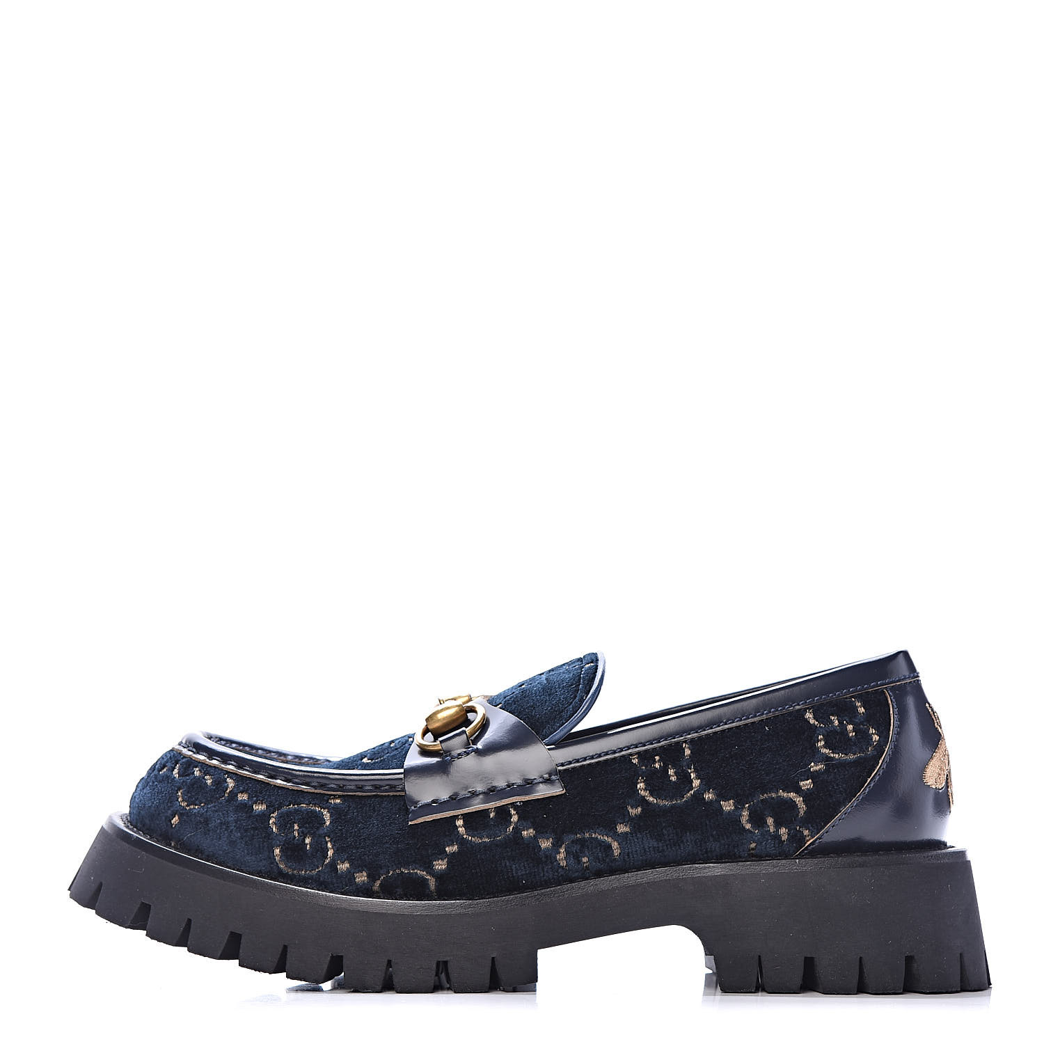 GUCCI Velvet GG Lug Sole Loafers 39 