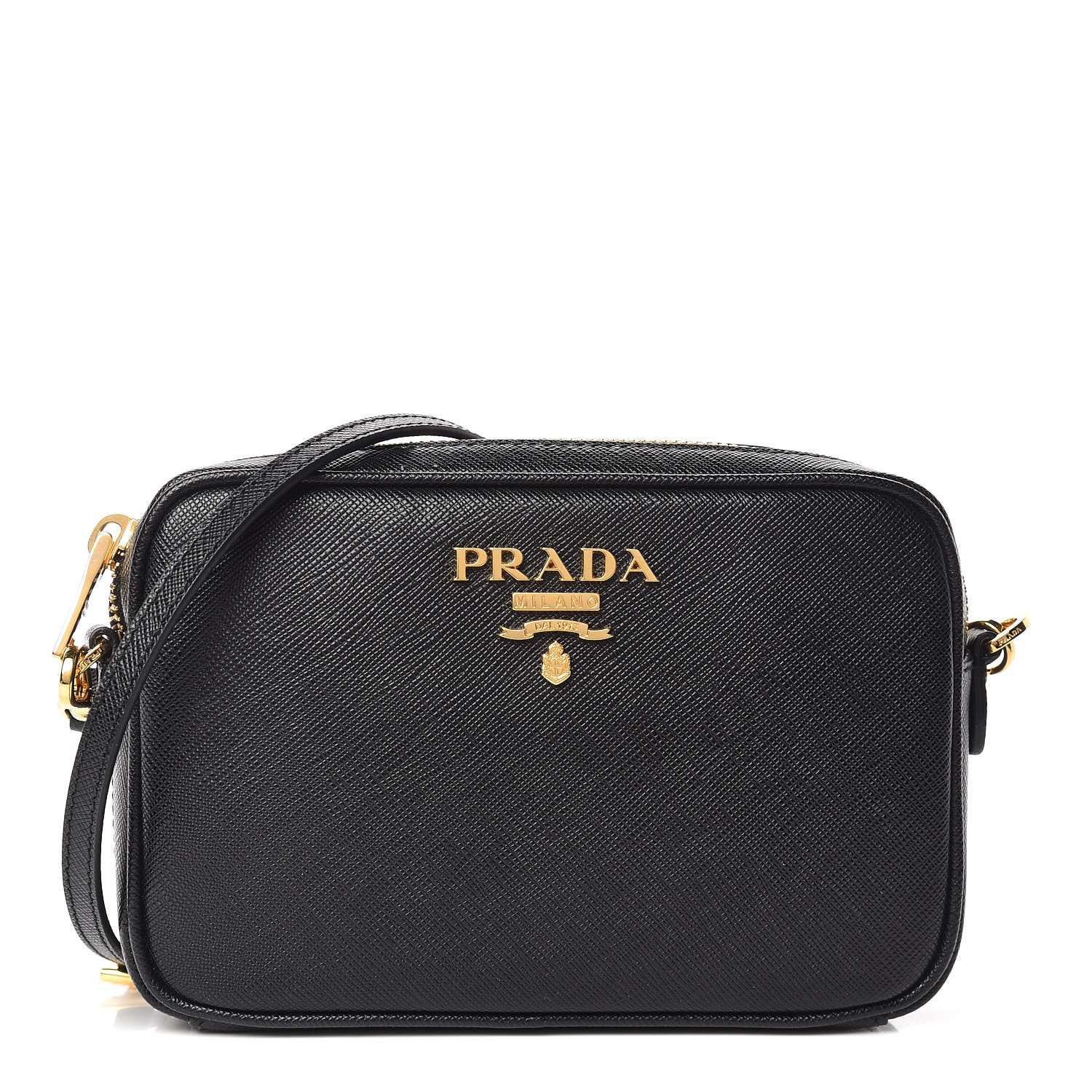 PRADA Saffiano Mini Camera Crossbody Bag Black 449184