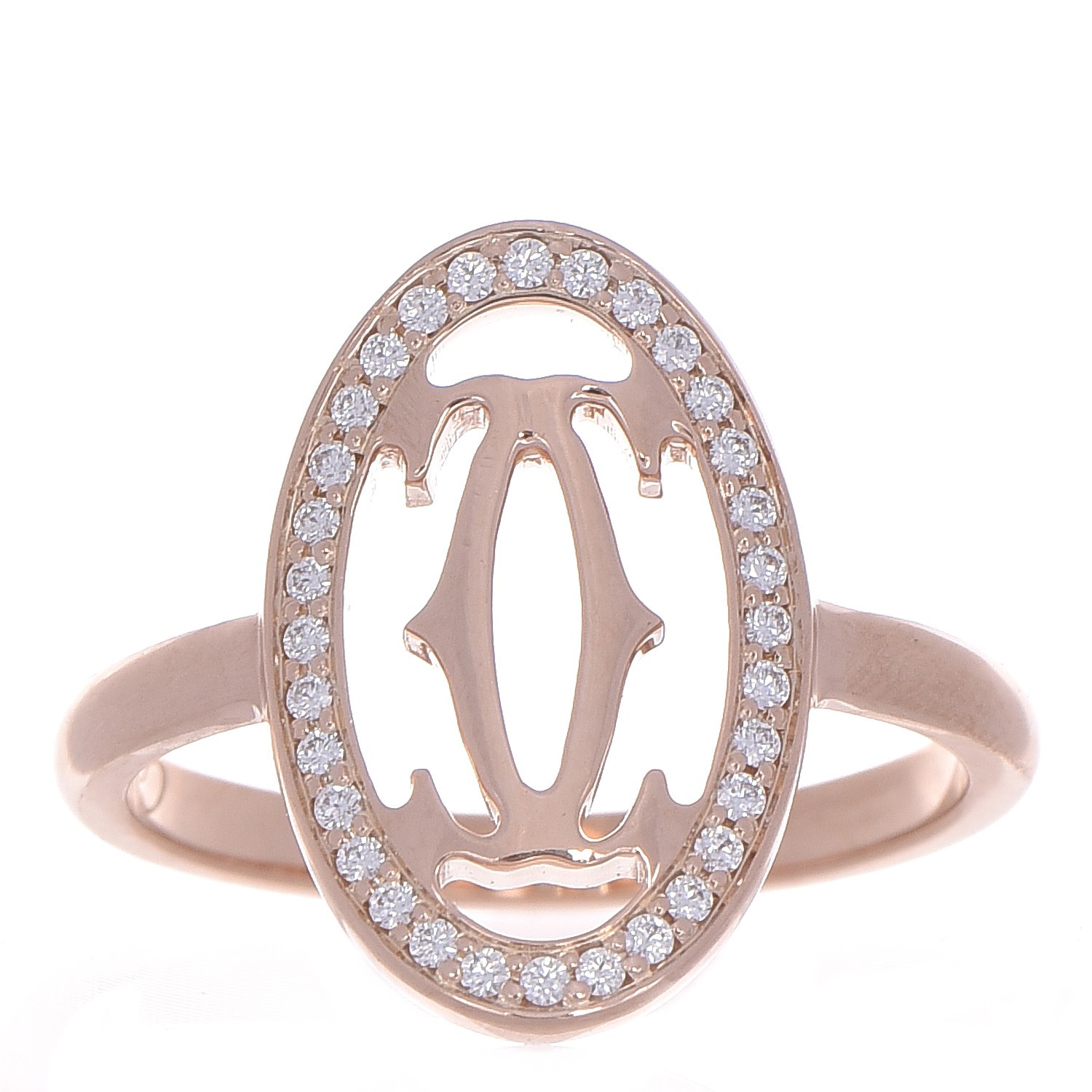 CARTIER 18K Pink Gold Diamond Logo 