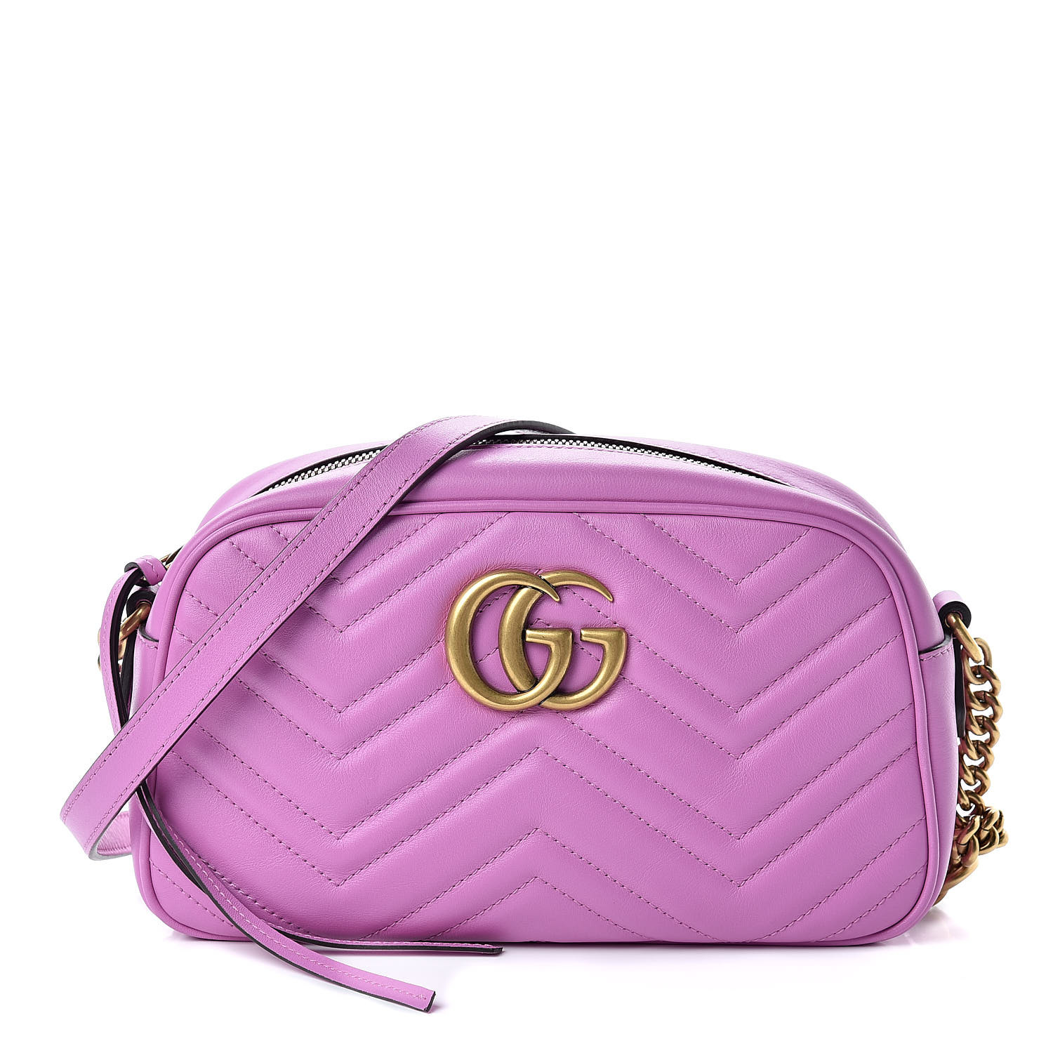 GUCCI Calfskin Matelasse Small GG Marmont Shoulder Bag Candy Pink 505380