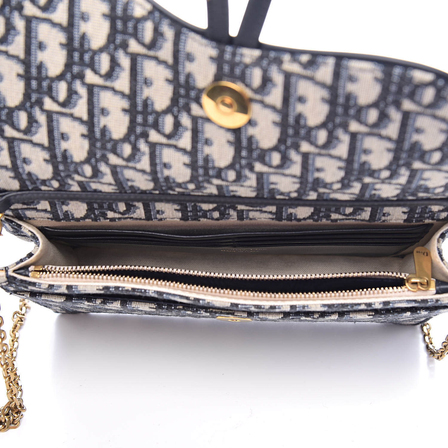 dior saddle wallet chain