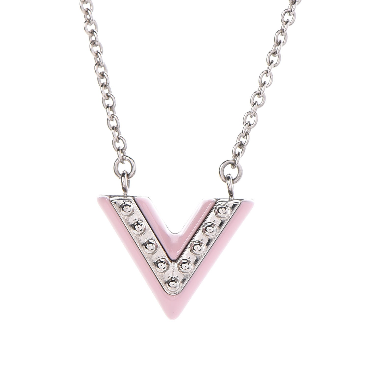 LOUIS VUITTON Essential V Necklace Light Pink 349414