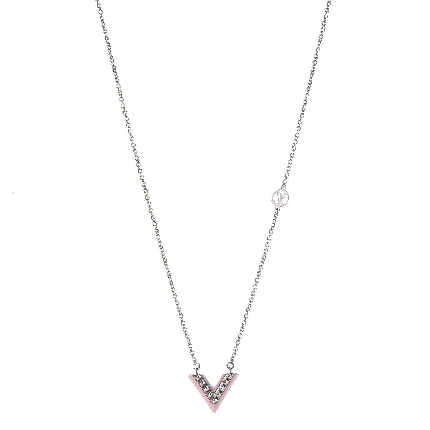 LOUIS VUITTON Essential V Necklace Light Pink 349414