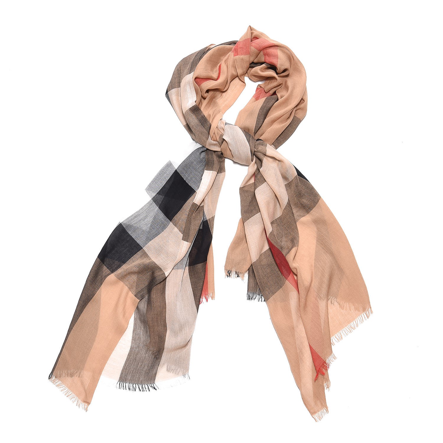 burberry check modal cashmere and silk scarf