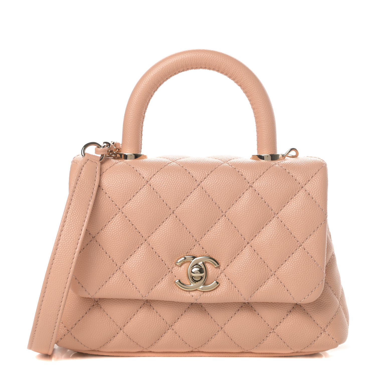 Chanel Caviar Quilted Extra Mini Coco Handle Flap Rose Clair Fashionphile