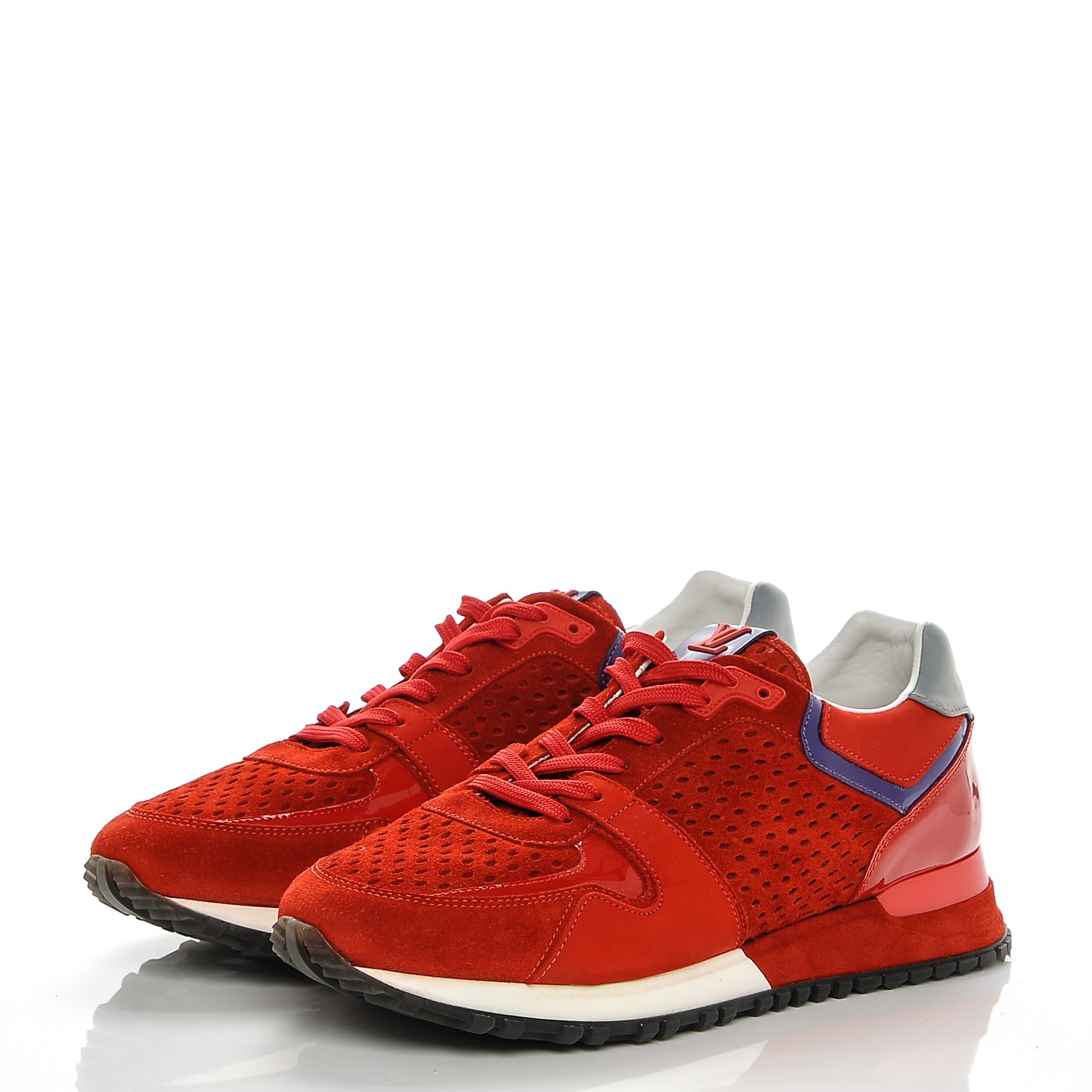 LOUIS VUITTON Nubuck Calfskin Perforated Run Away Sneakers 39 Rouge 189658