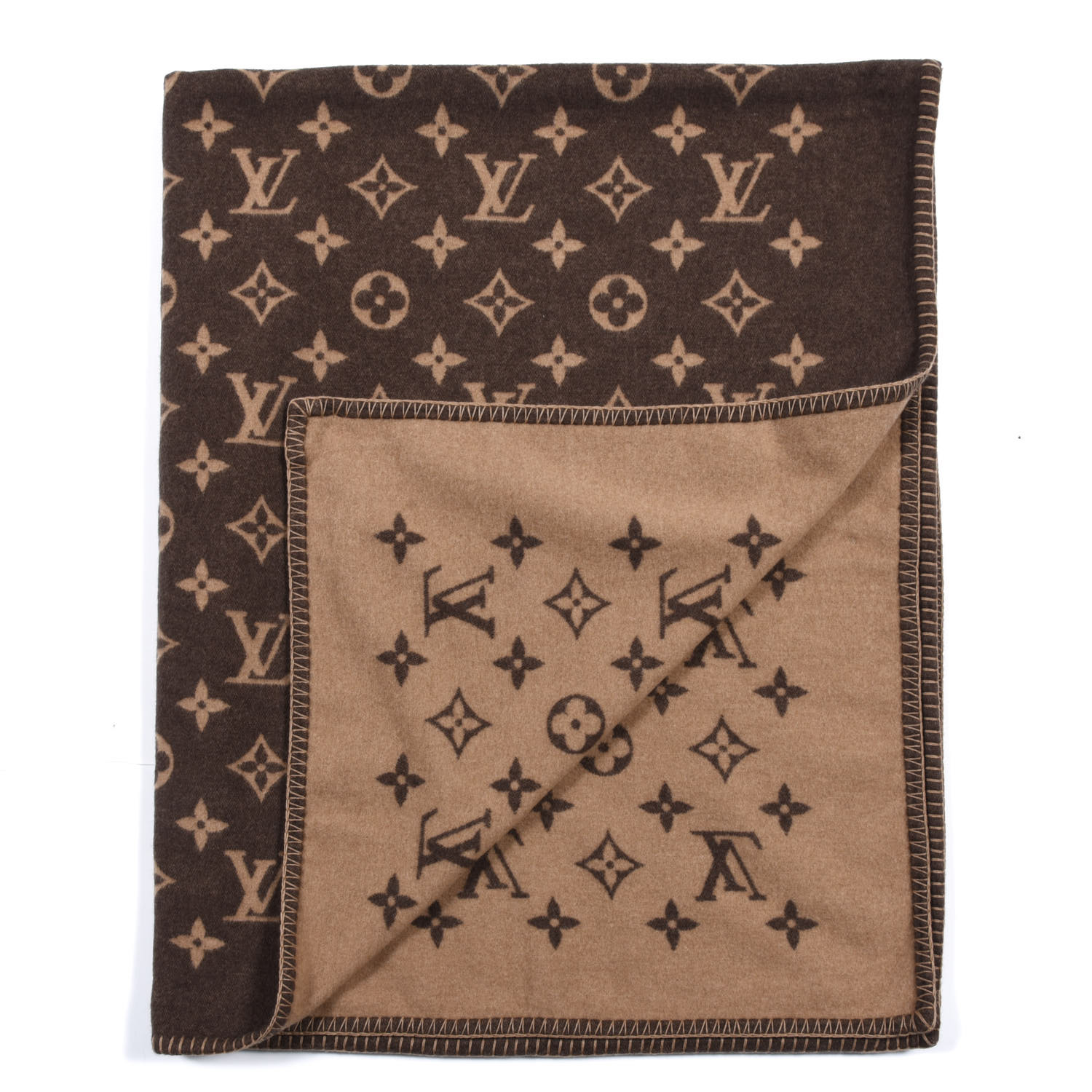 LOUIS VUITTON Wool Cashmere Neo Monogram Blanket 745824 | FASHIONPHILE