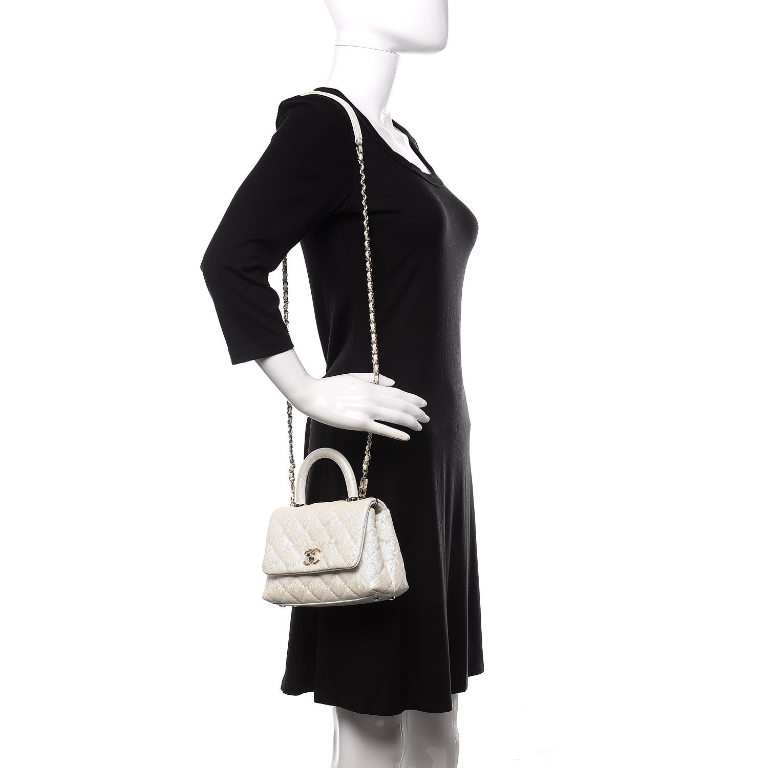 Chanel Iridescent Caviar Quilted Extra Mini Coco Handle Flap White 6605 Fashionphile Chanel Iridescent Caviar Quilted Extra Mini Coco Handle Flap White 6605 Fashionphile