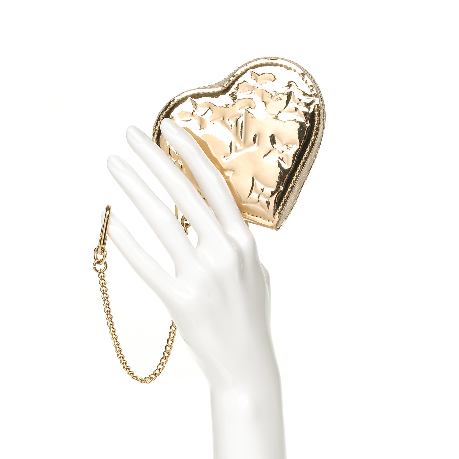 LOUIS VUITTON Monogram Mirror Miroir Heart Coin Purse Gold 201350