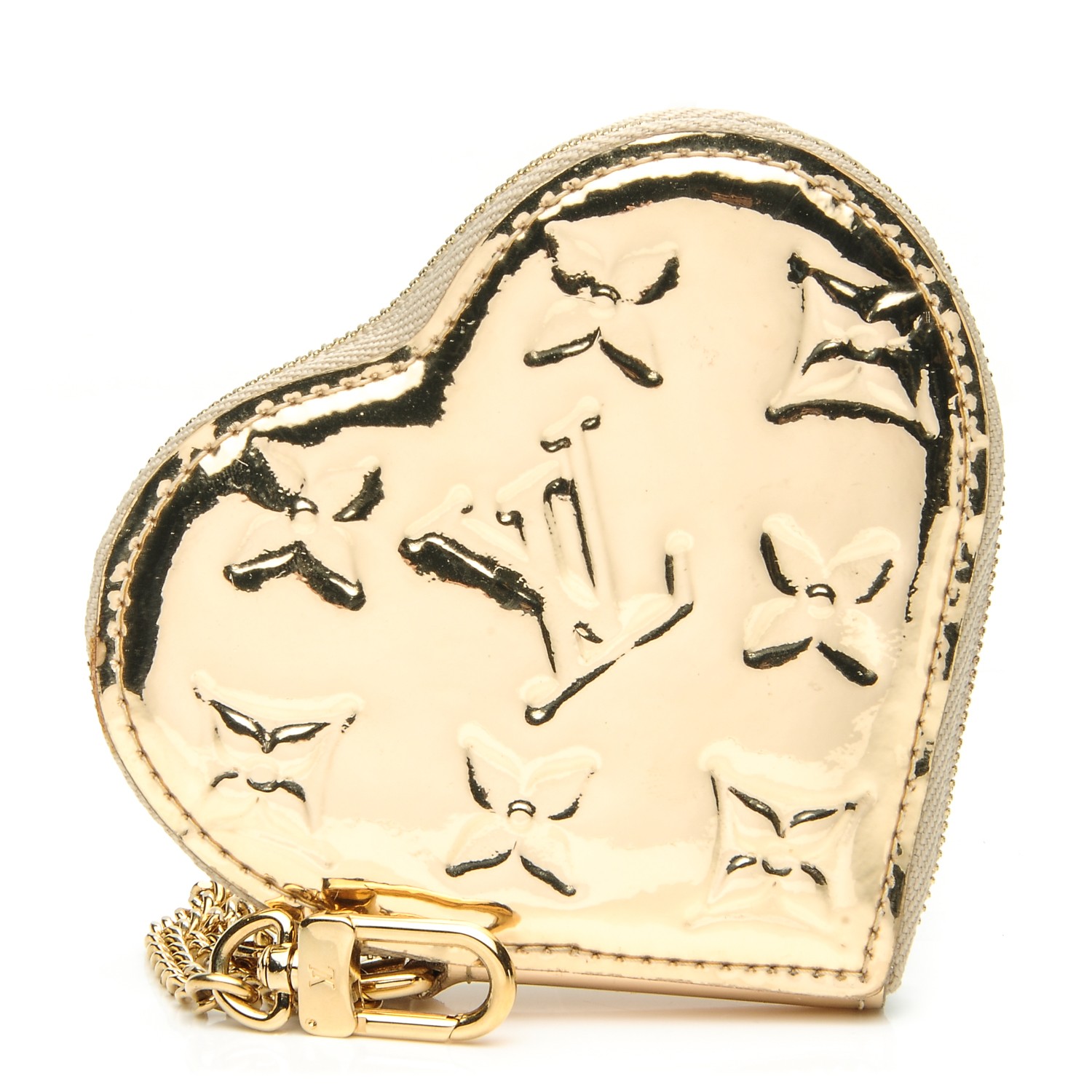 LOUIS VUITTON Monogram Mirror Miroir Heart Coin Purse Gold 201350