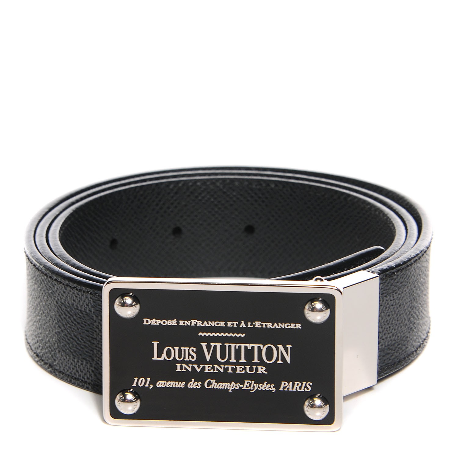 LOUIS VUITTON Damier Graphite 35mm LV Inventeur Reversible Belt 100 40 ...