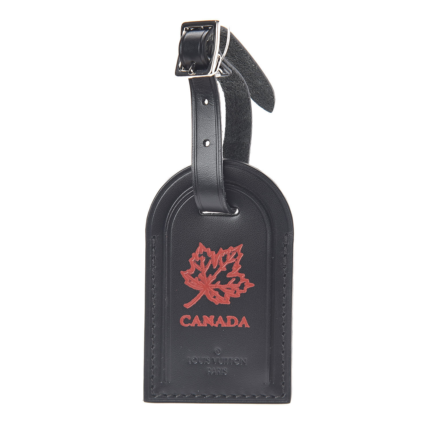 LOUIS VUITTON Calfskin Canada Luggage Tag Black 508409