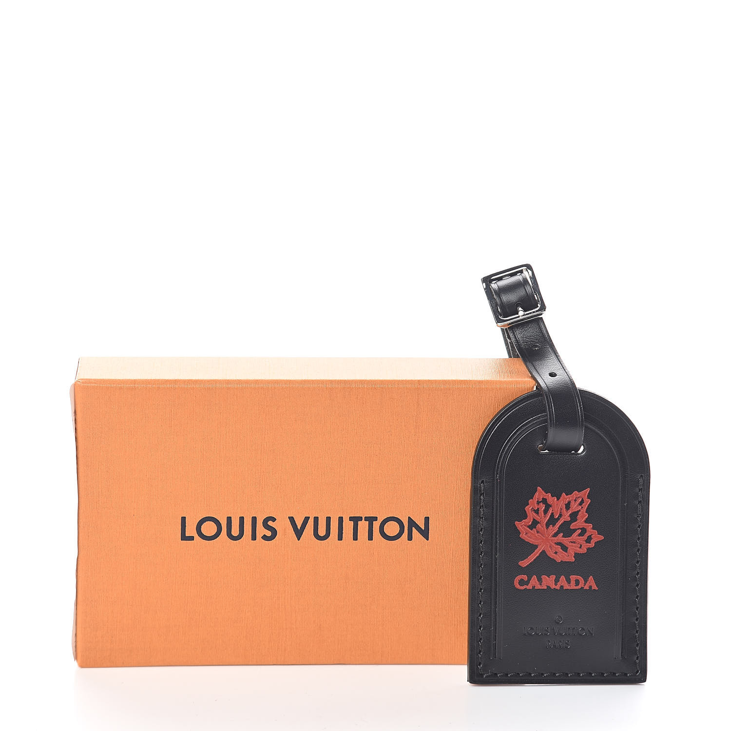 LOUIS VUITTON Calfskin Canada Luggage Tag Black 508409